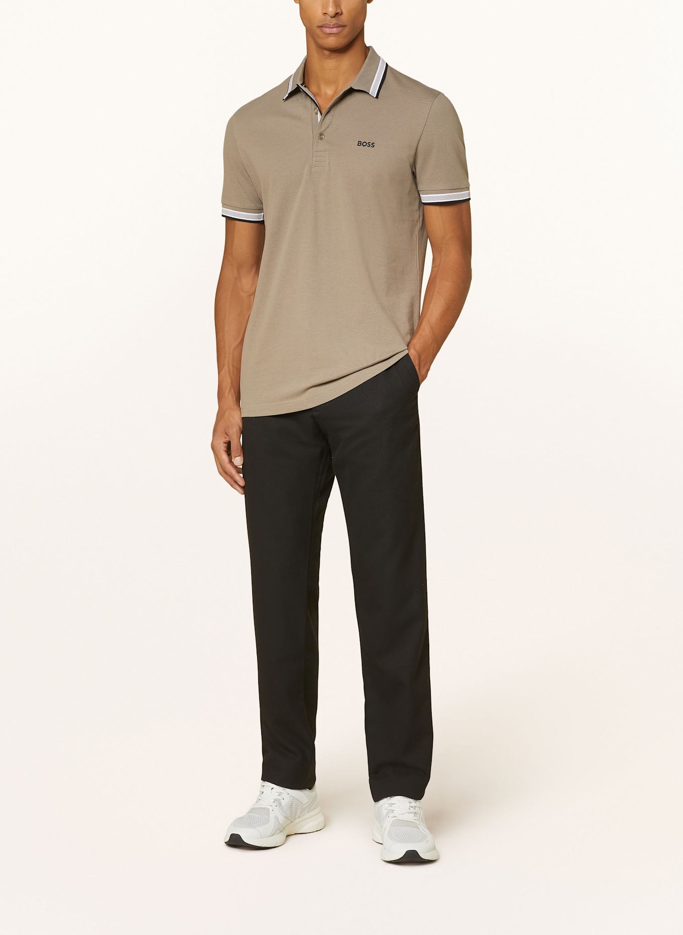 BOSS Koszulka polo z piki PADDY CURVED regular fit: SZAROBRĄZOWY