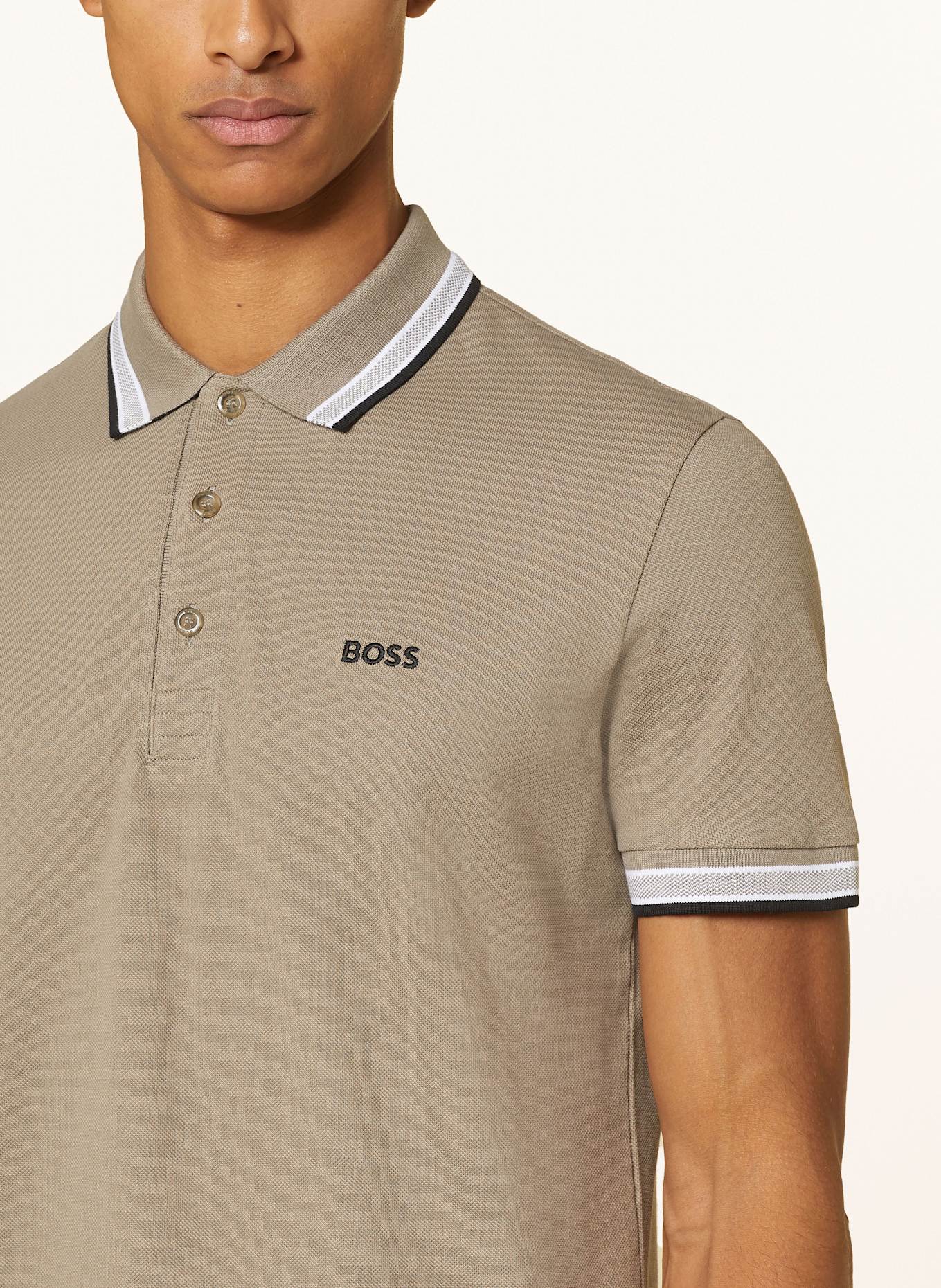 BOSS Koszulka polo z piki PADDY CURVED regular fit: SZAROBRĄZOWY