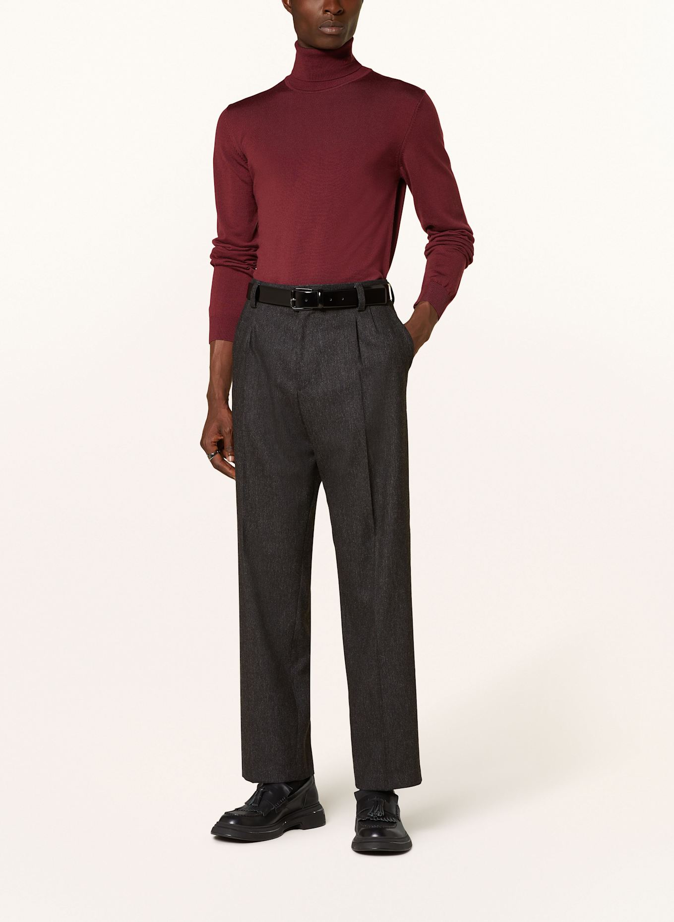 HUGO Rollkragenpullover SAN THOMAS: DUNKELROT