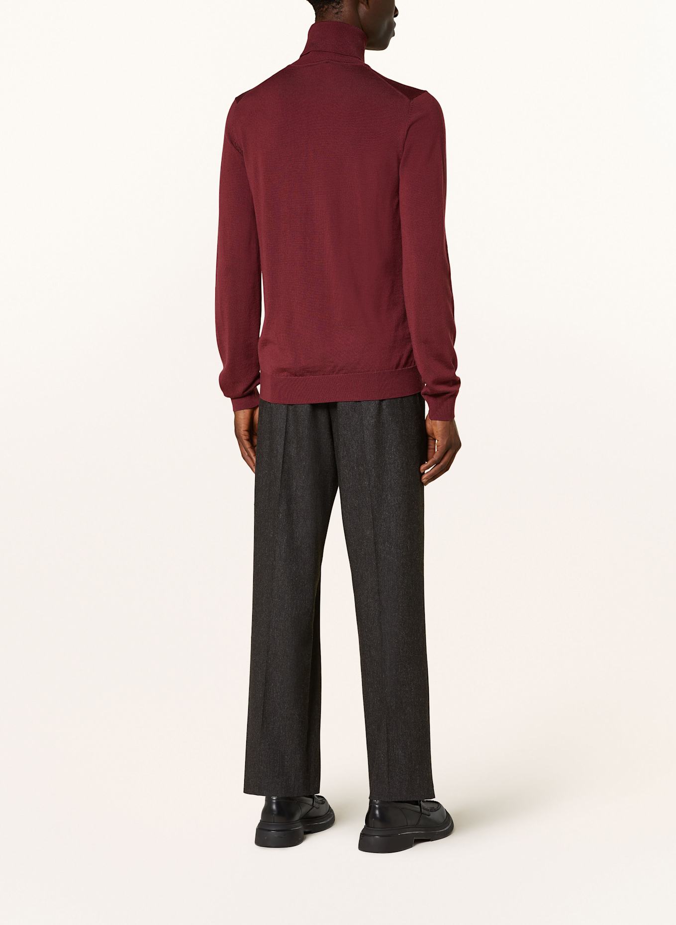 HUGO Rollkragenpullover SAN THOMAS: DUNKELROT