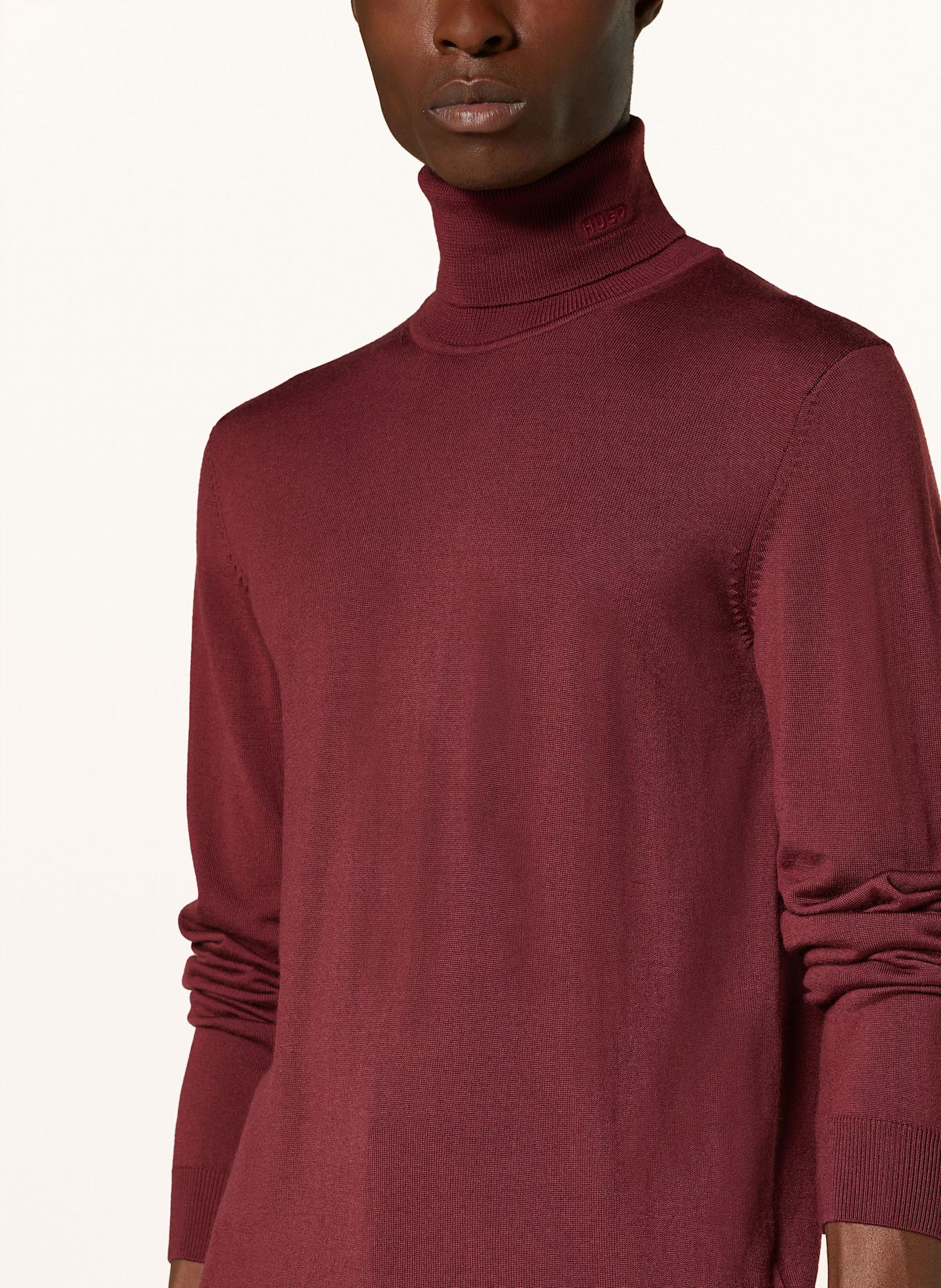HUGO Rollkragenpullover SAN THOMAS: DUNKELROT