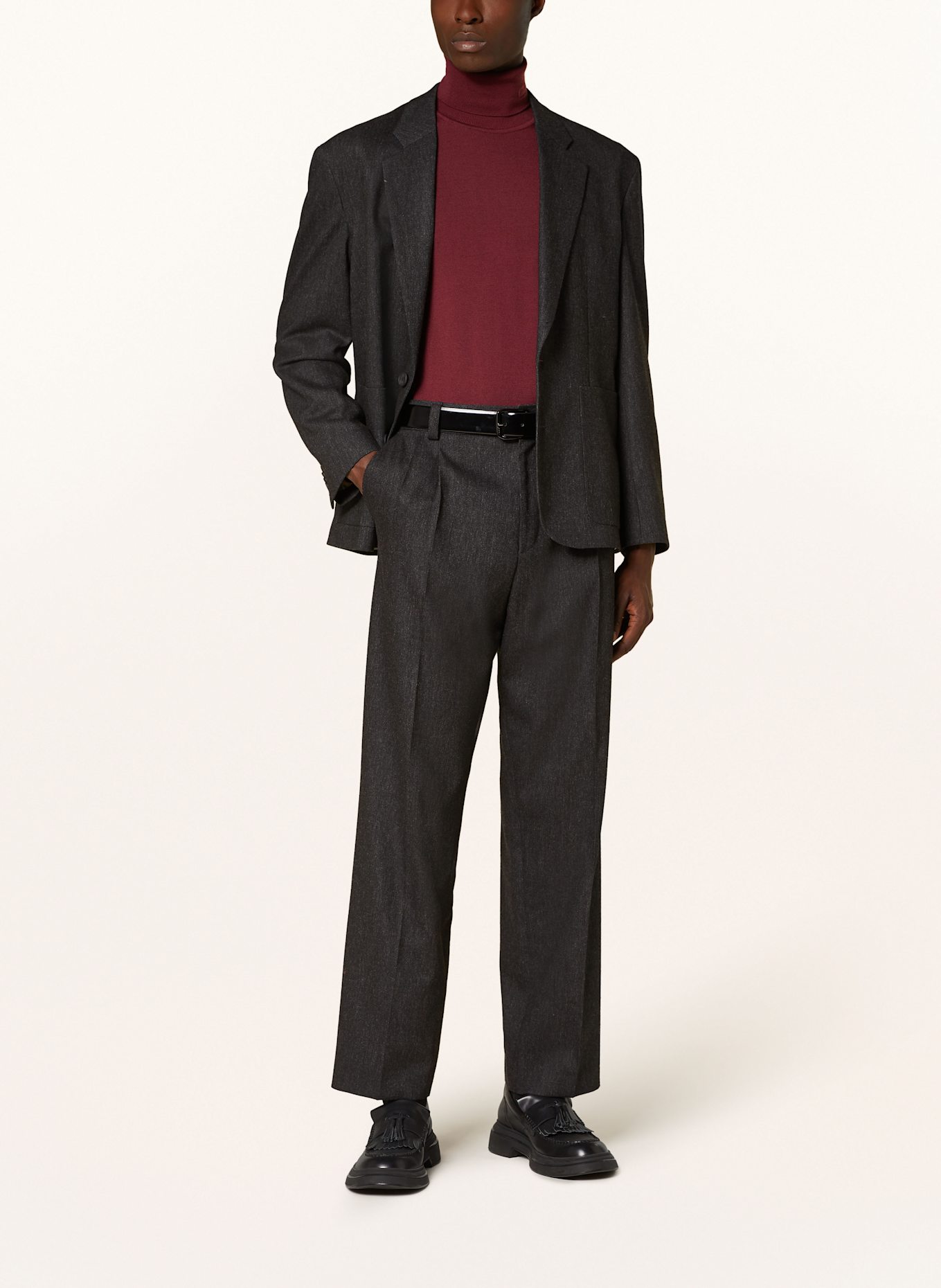 HUGO Rollkragenpullover SAN THOMAS: DUNKELROT