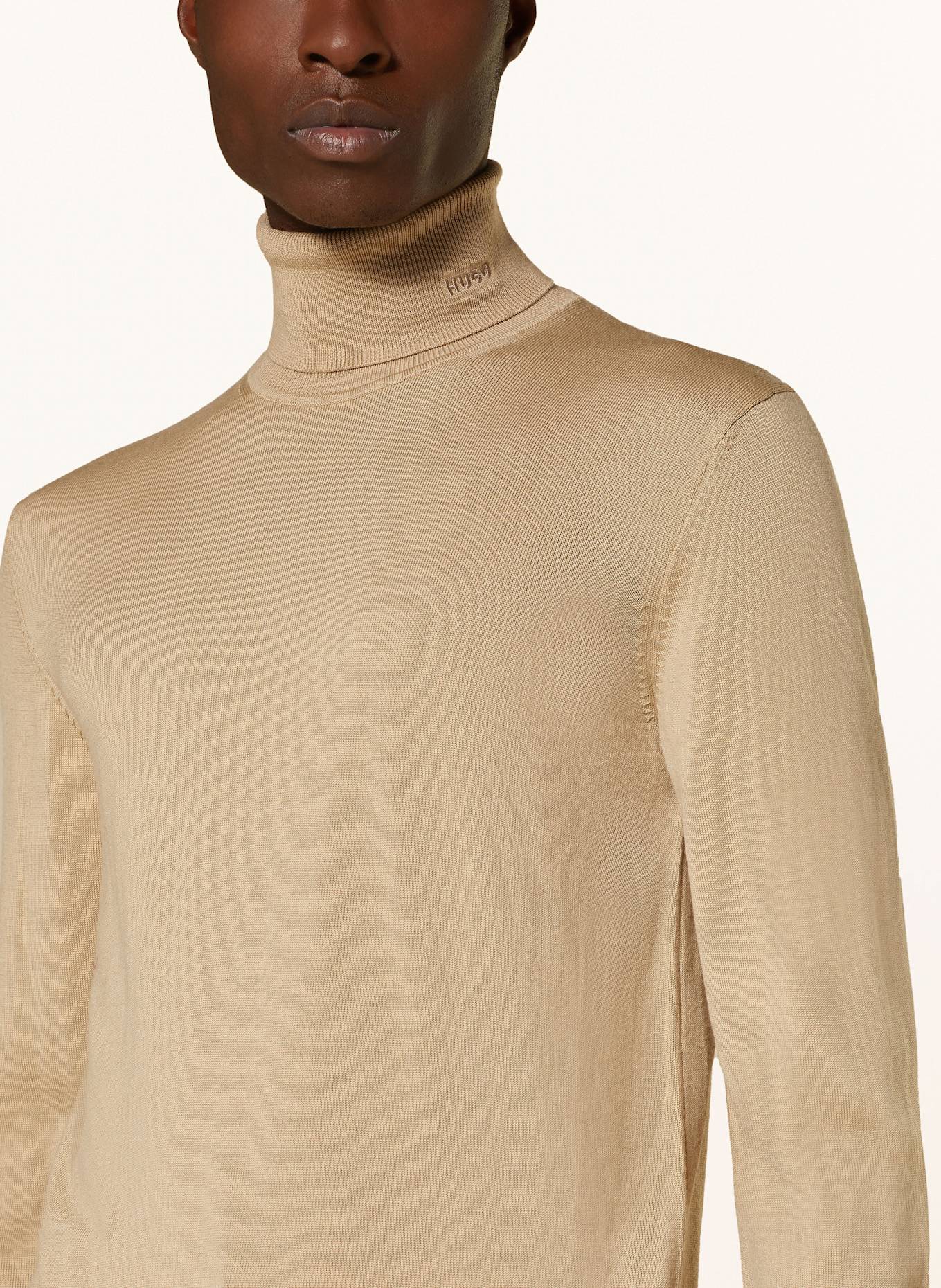 HUGO Rollkragenpullover SAN THOMAS: HELLBRAUN
