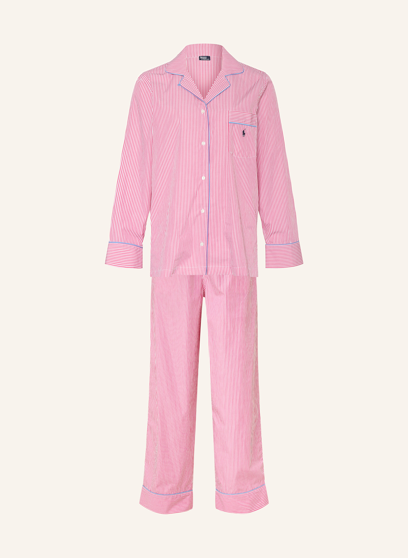 POLO RALPH LAUREN Schlafanzug: PINK / WEISS