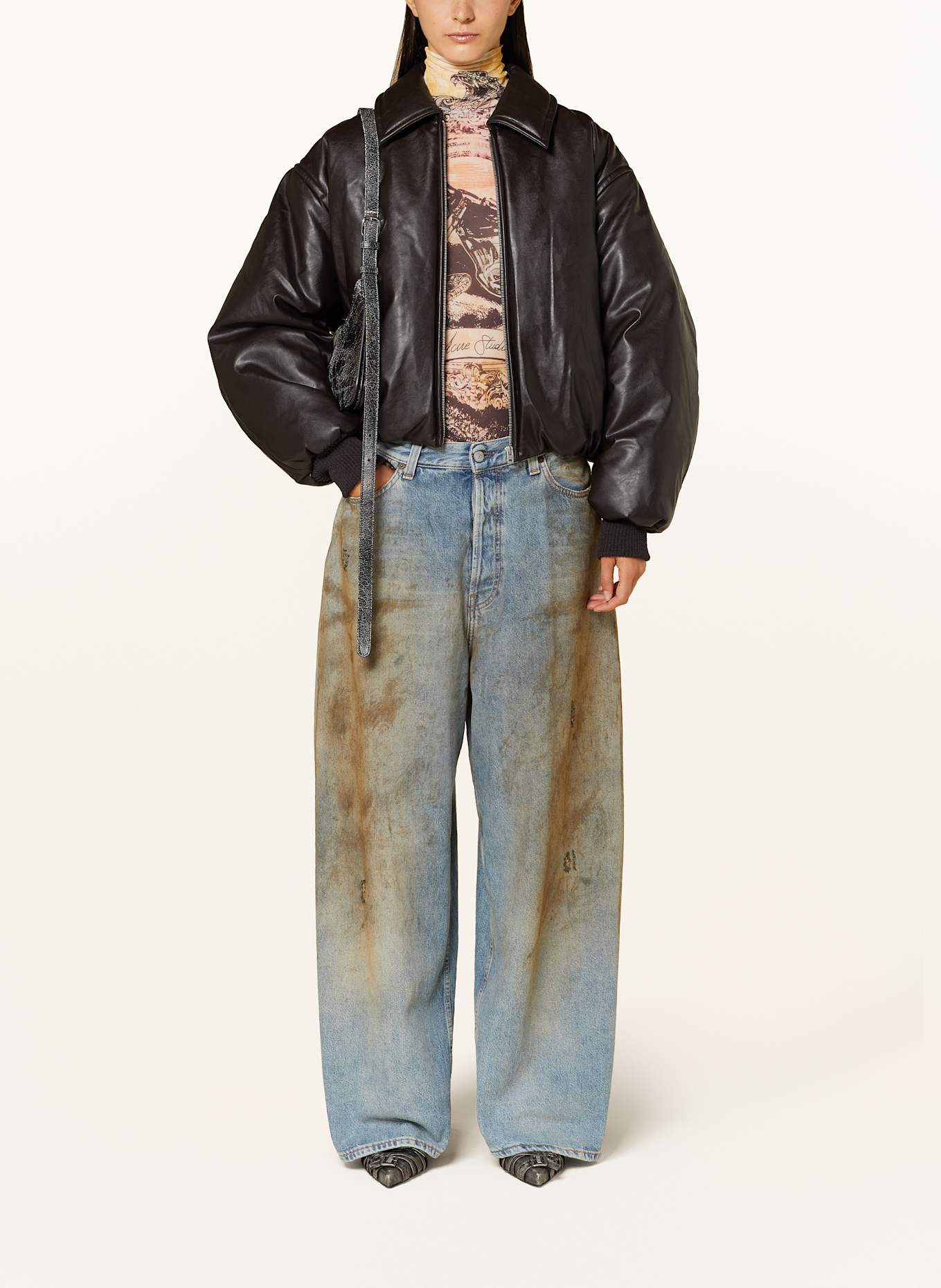 Acne Studios Jacke in Lederoptik: DUNKELBRAUN