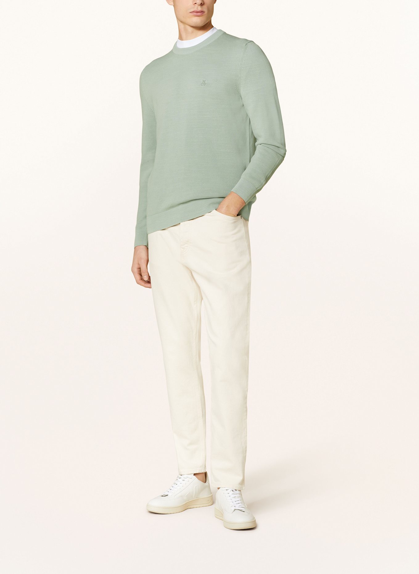 Marc O'Polo Piqué-Pullover: HELLGRÜN