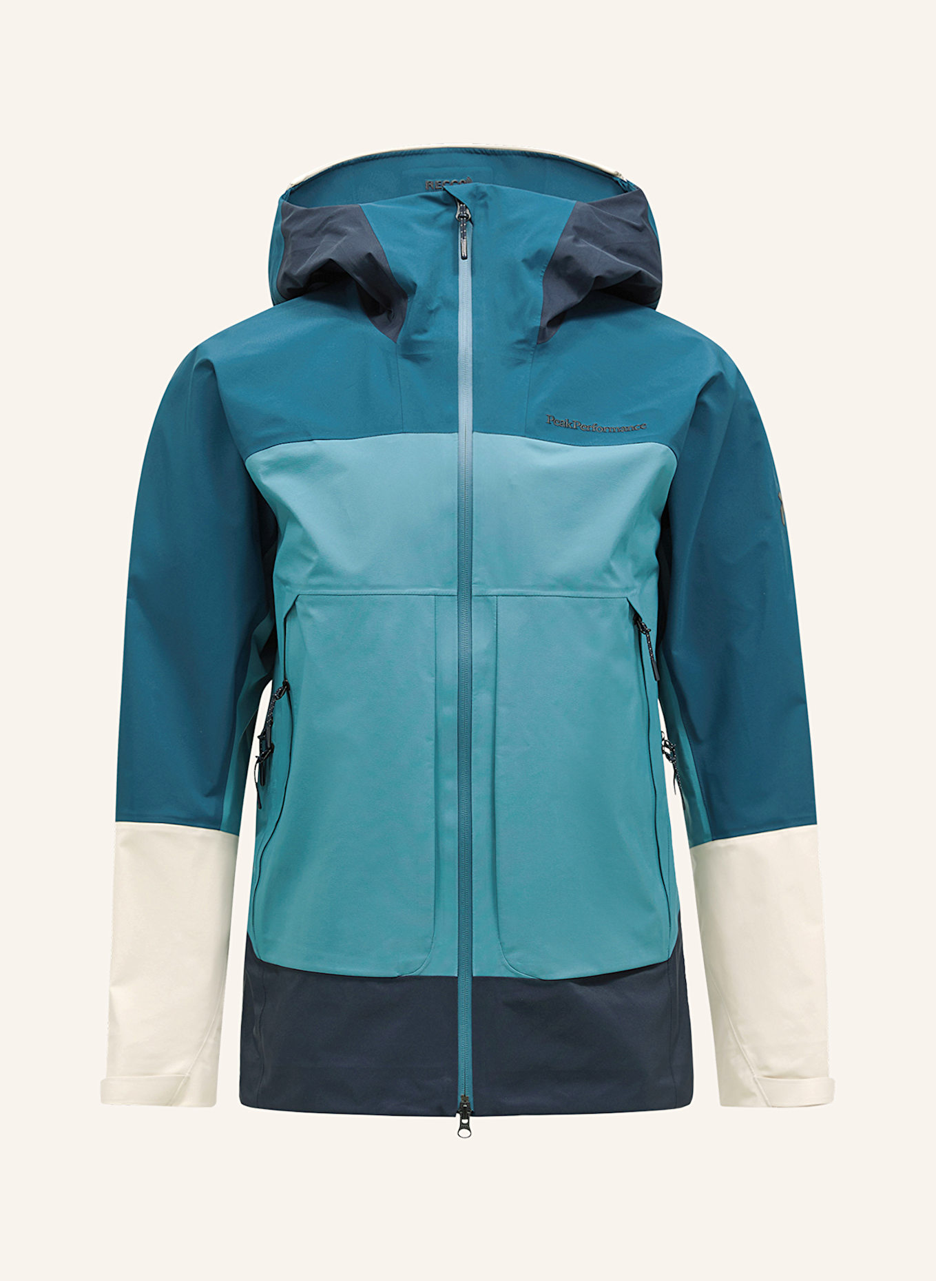 Peak Performance VISLIGHT hardshell ski jacket in teal mint cream
