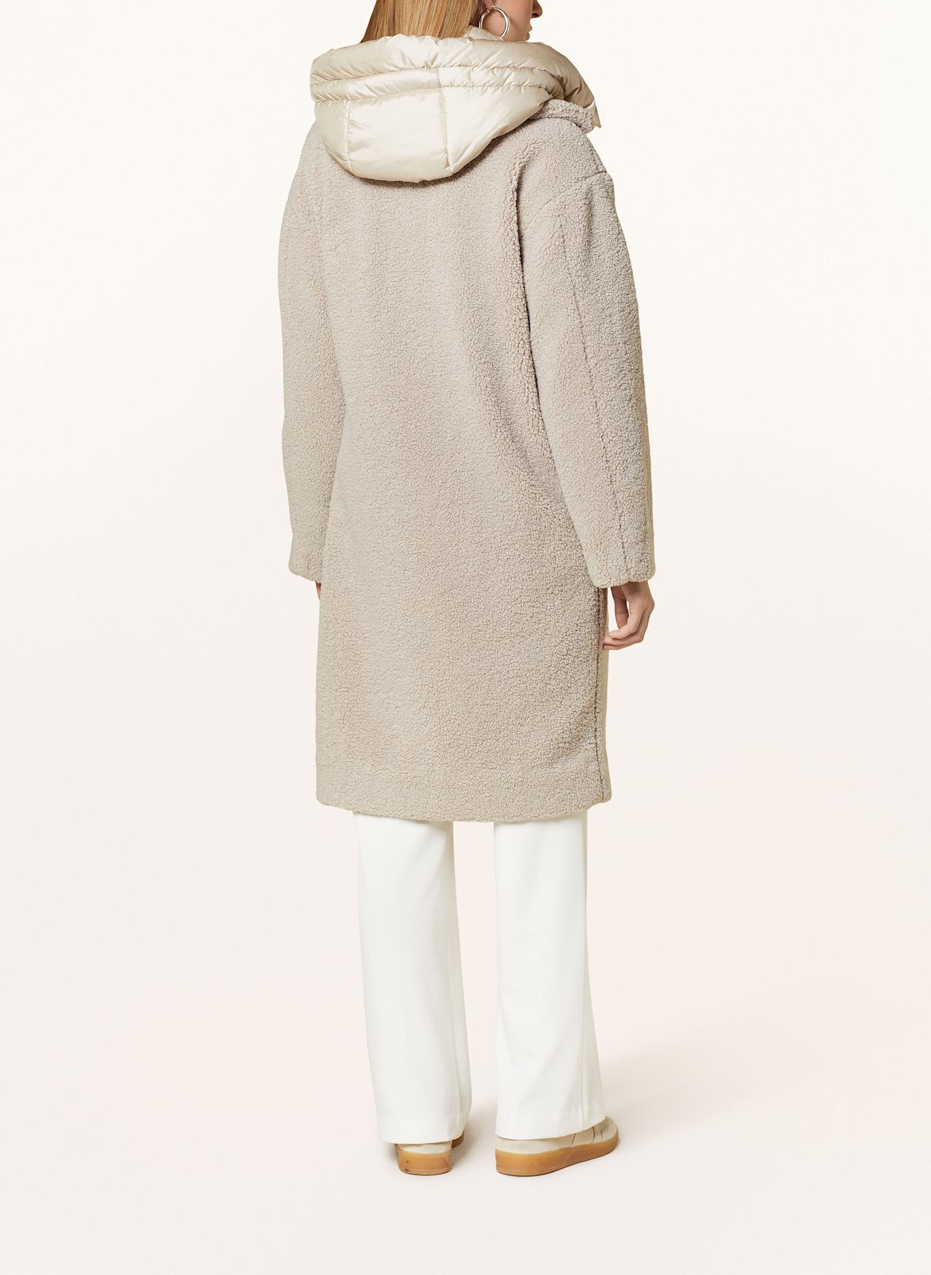 CINQUE Teddyfell-Mantel CIFURRY mit abnehmbarer Blende: HELLGRAU