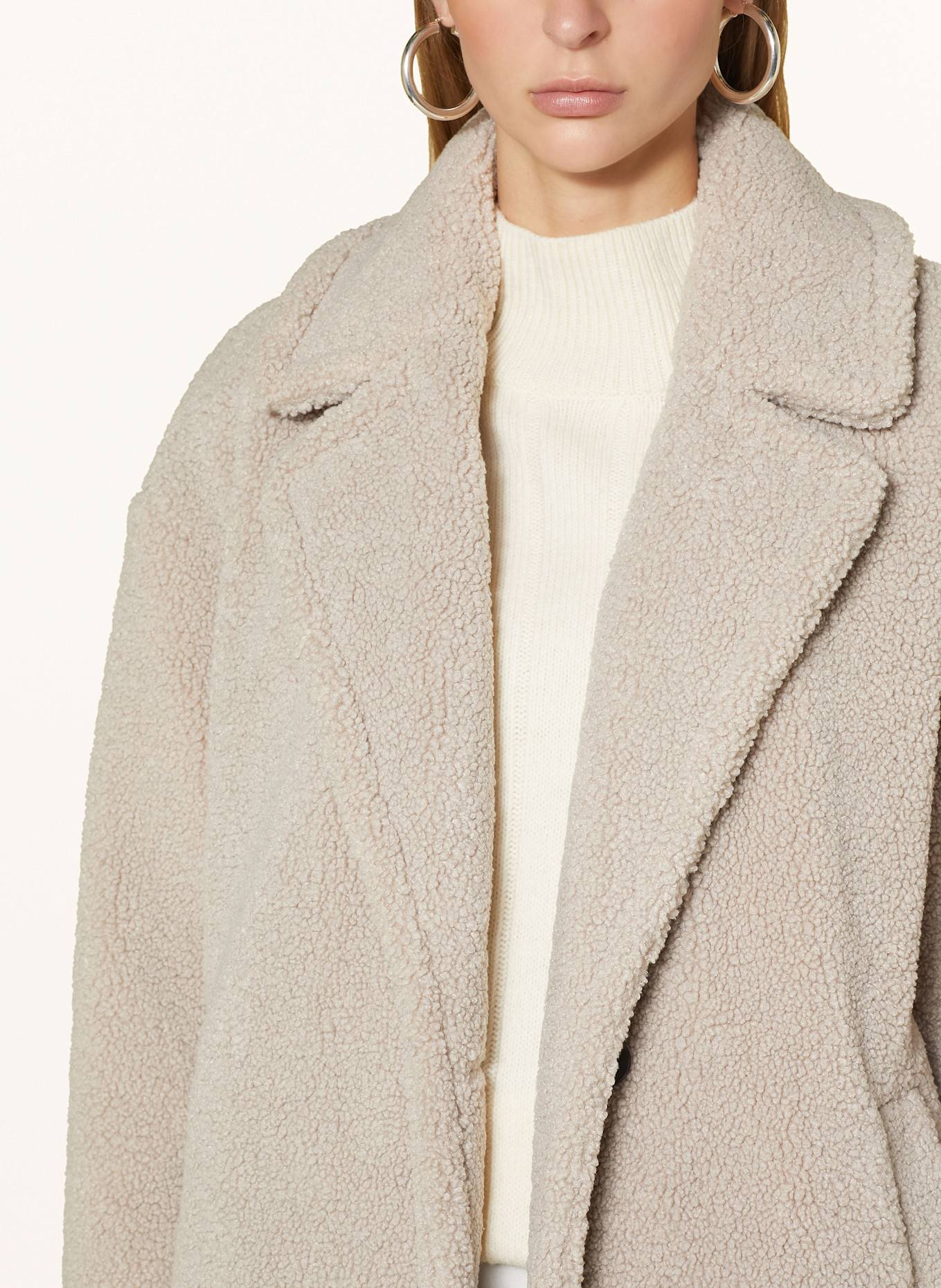 CINQUE Teddyfell-Mantel CIFURRY mit abnehmbarer Blende: HELLGRAU