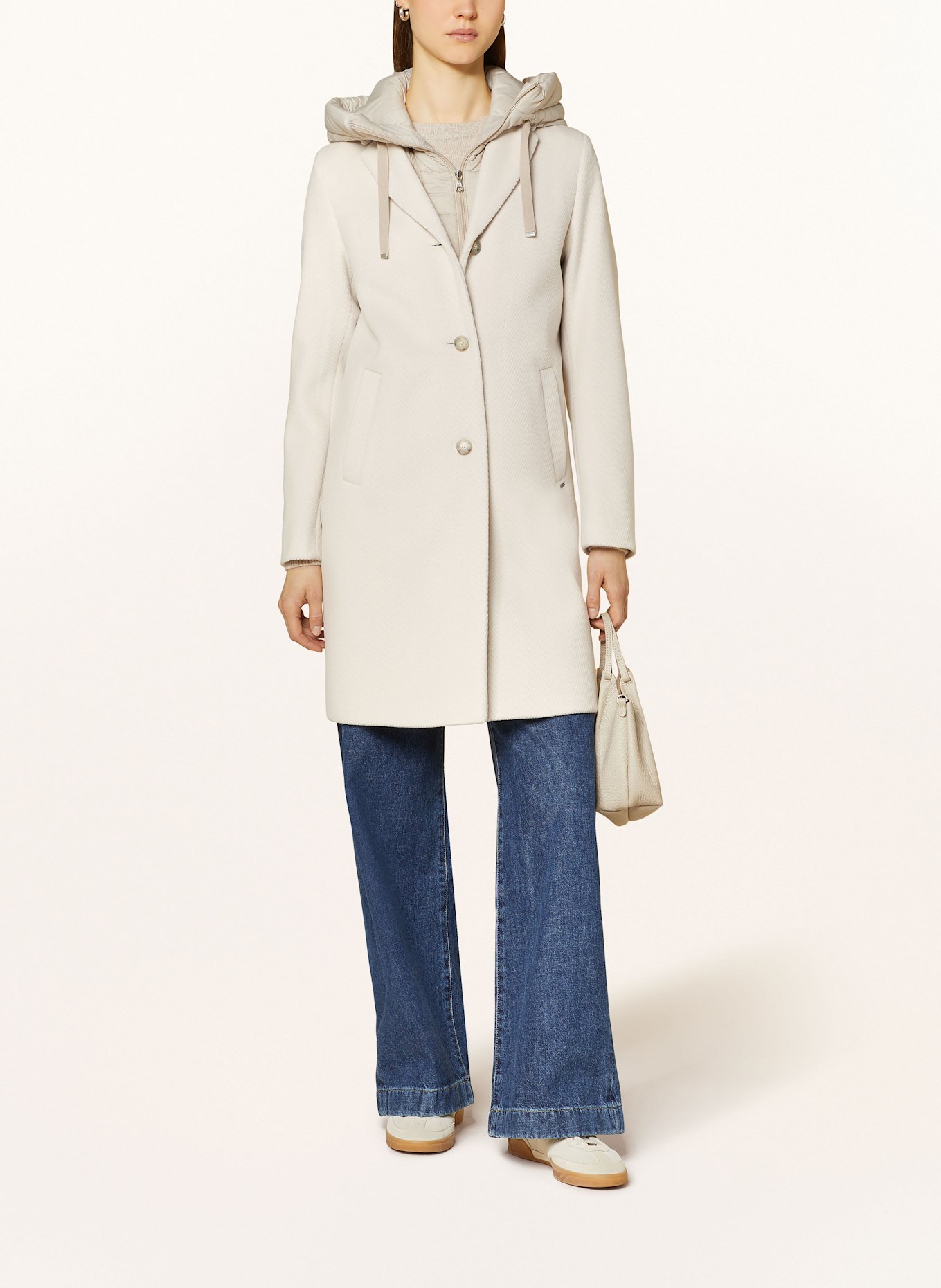 CINQUE Coat CIMIRACLE with removable trim: WHITE