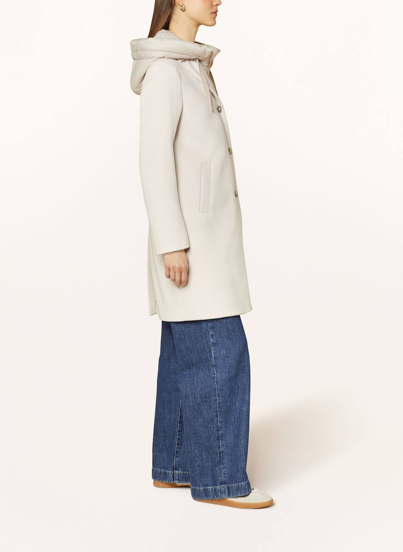 CINQUE Coat CIMIRACLE with removable trim: WHITE