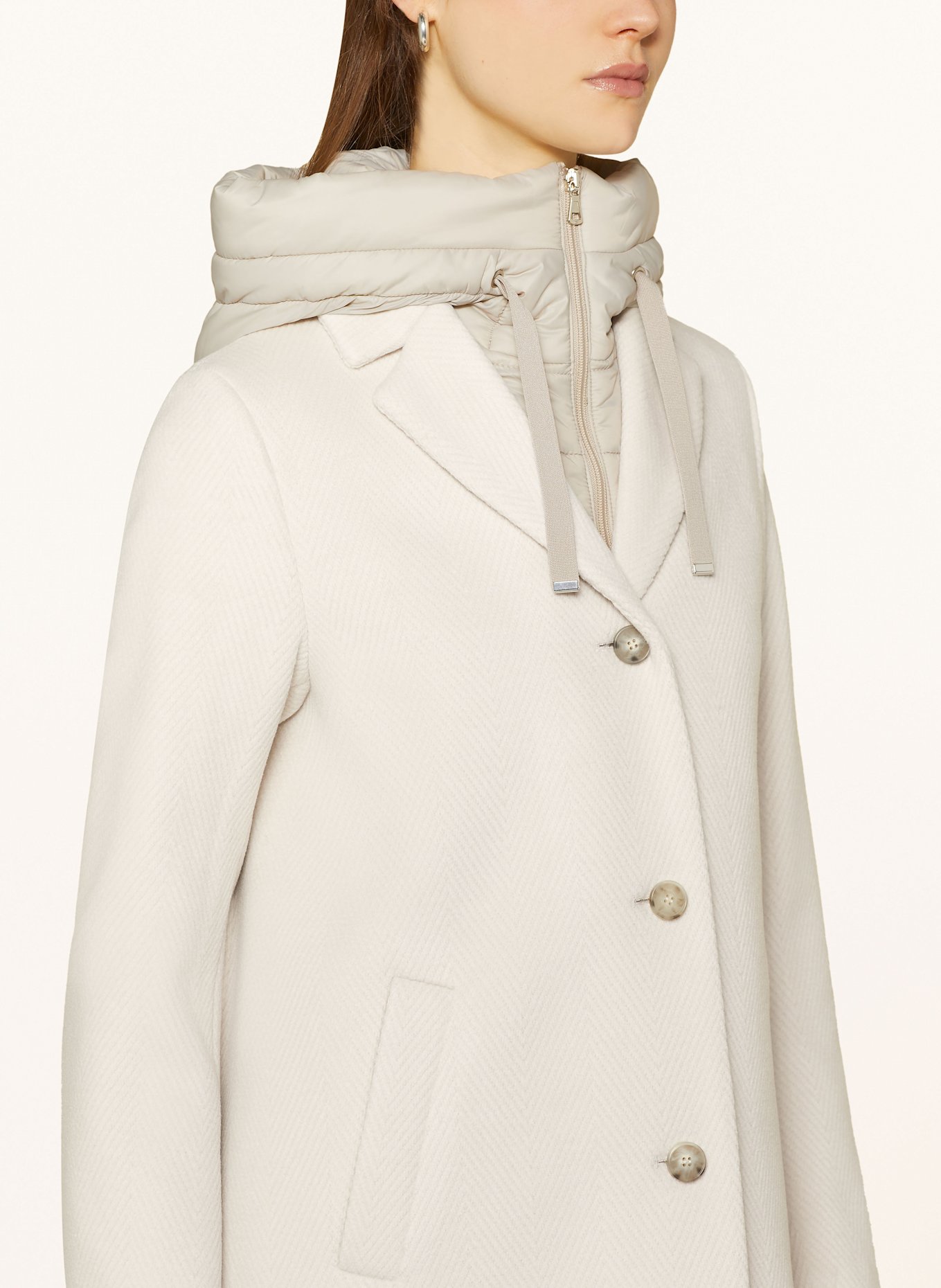 CINQUE Coat CIMIRACLE with removable trim: WHITE