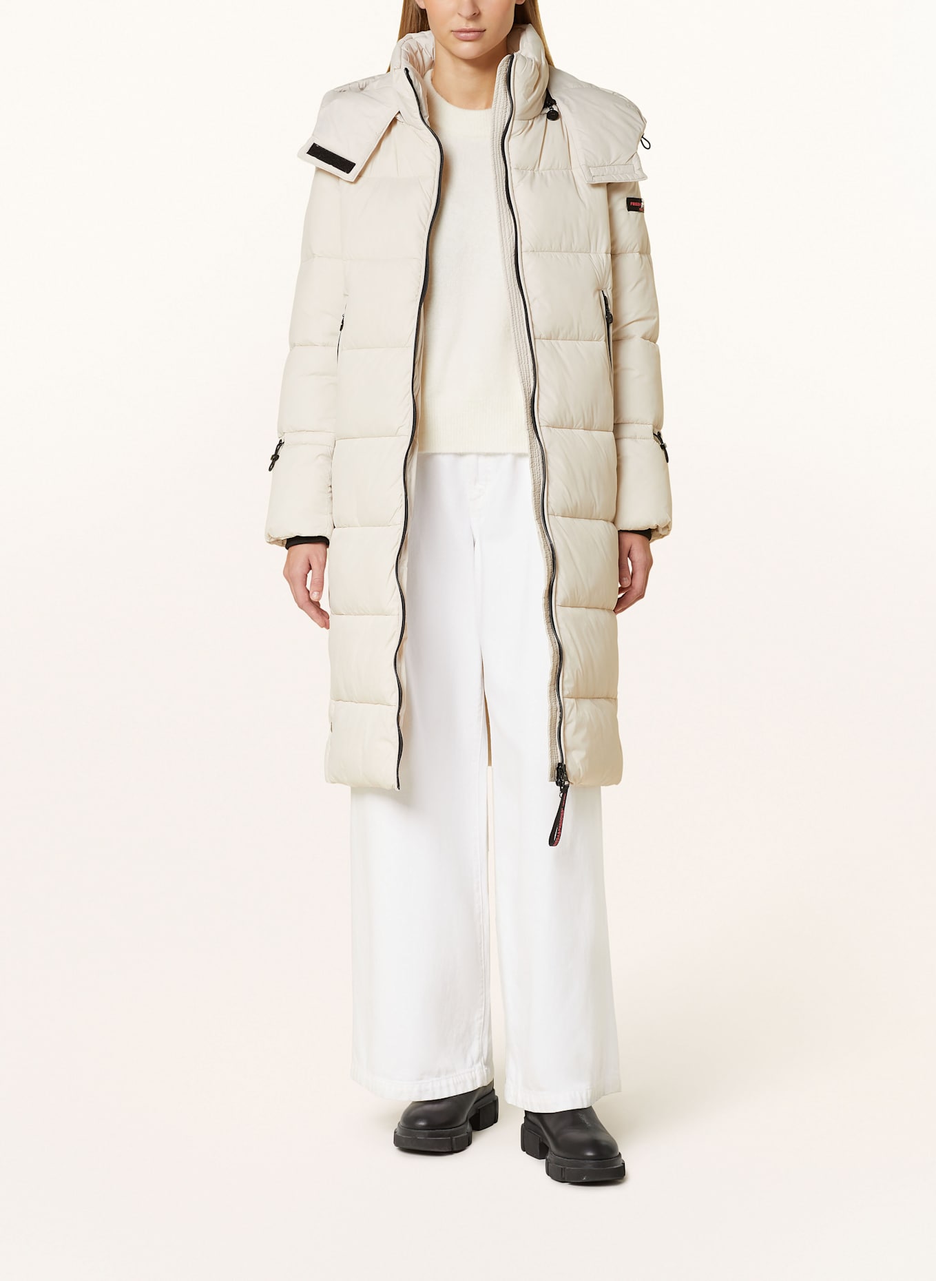 FRIEDA & FREDDIES Quilted coat with removable hood: CREAM