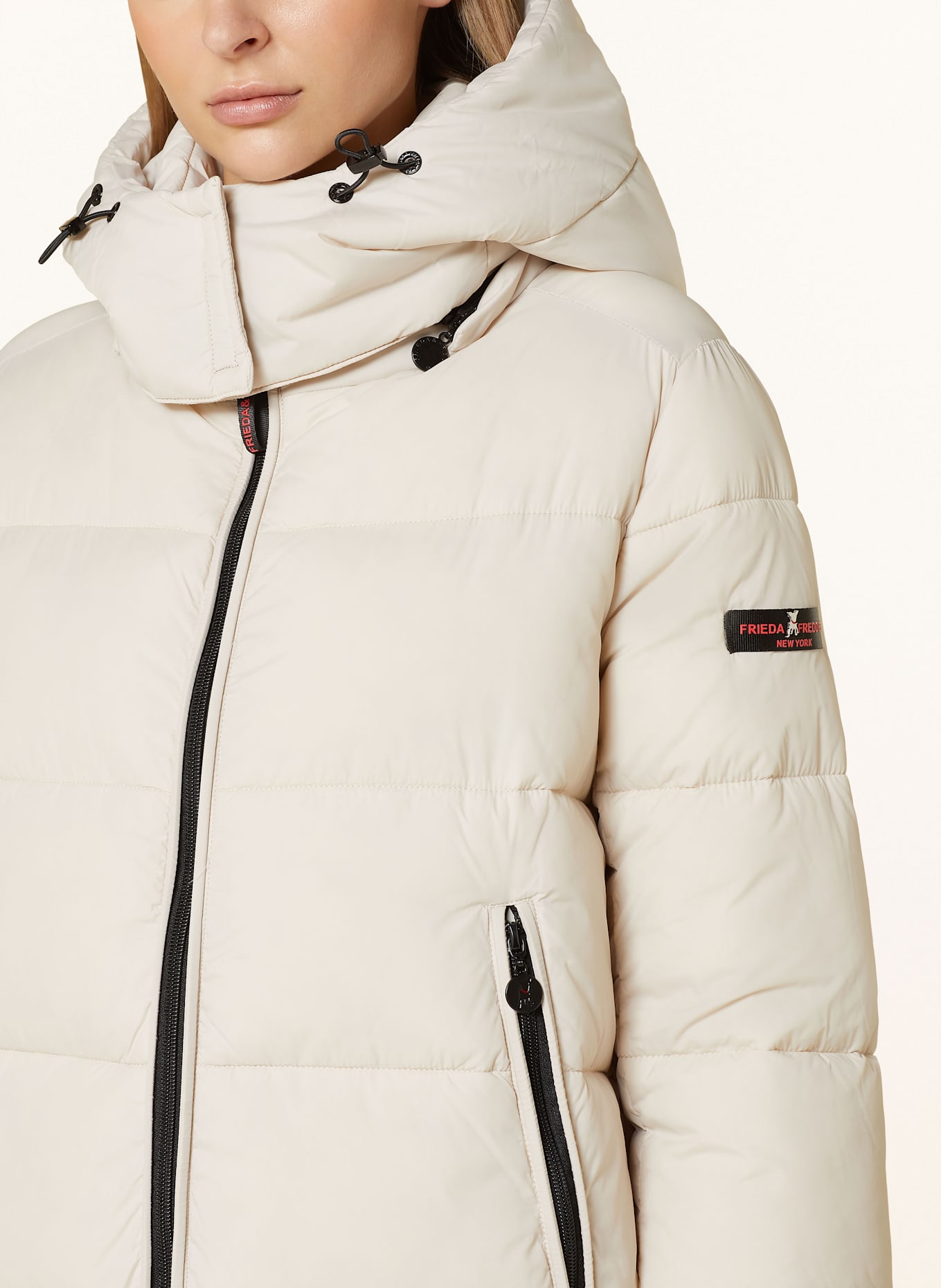 FRIEDA & FREDDIES Quilted coat with removable hood: CREAM