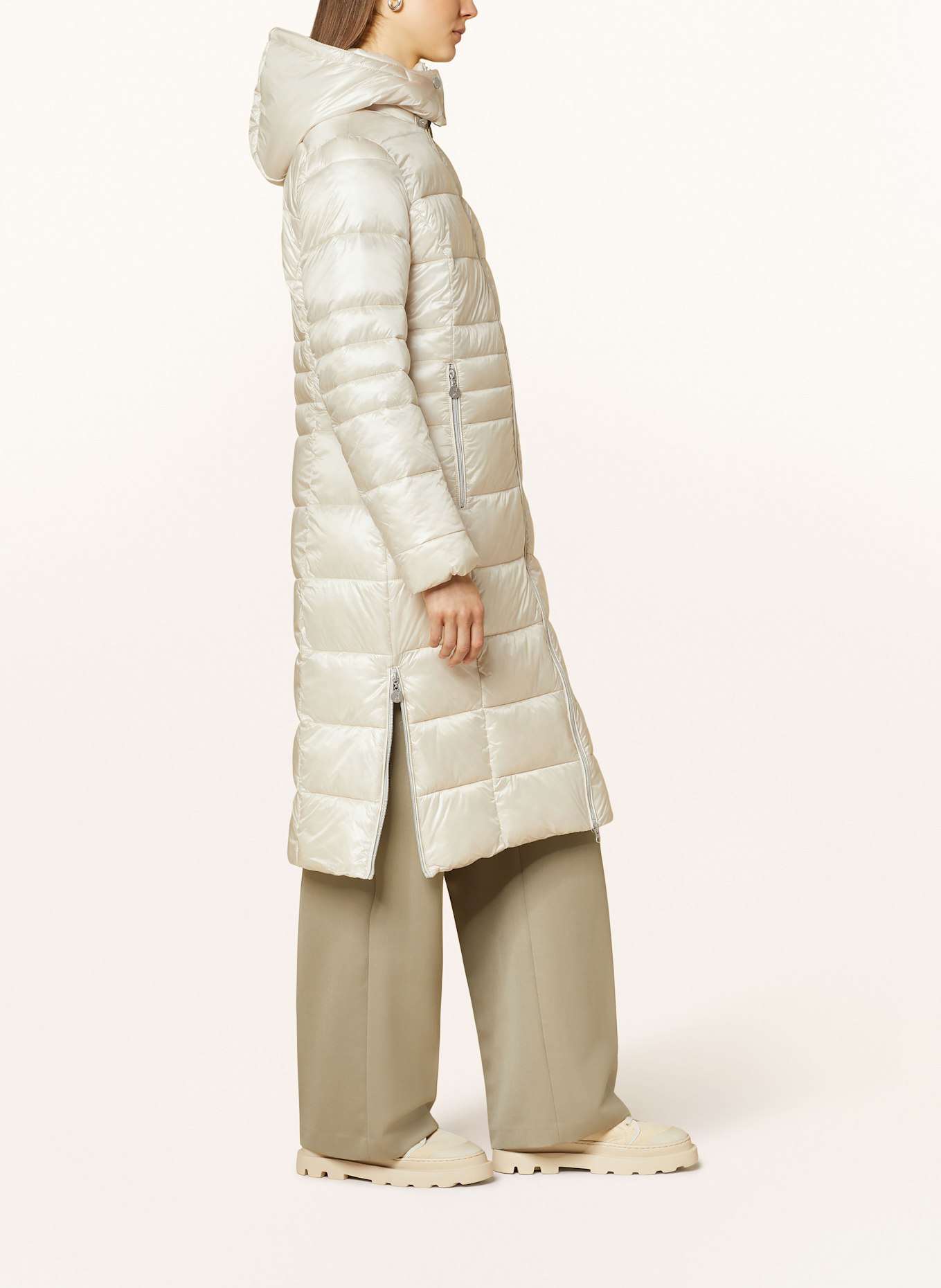 FRIEDA & FREDDIES Steppmantel DALIA LONG2 mit abnehmbarer Kapuze: CREME