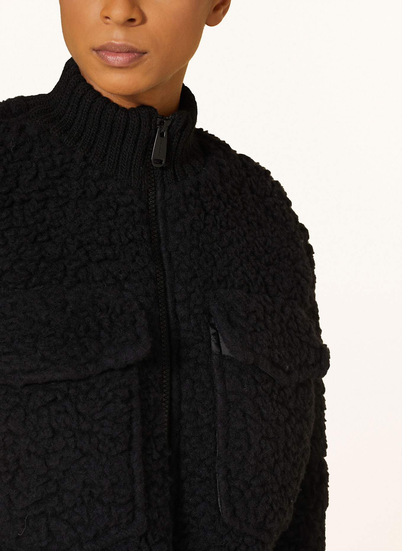 GOLDBERGH JUSTINE teddy fur jacket: BLACK