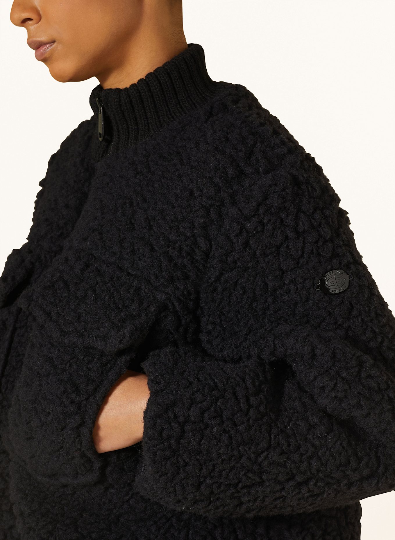 GOLDBERGH JUSTINE teddy fur jacket: BLACK