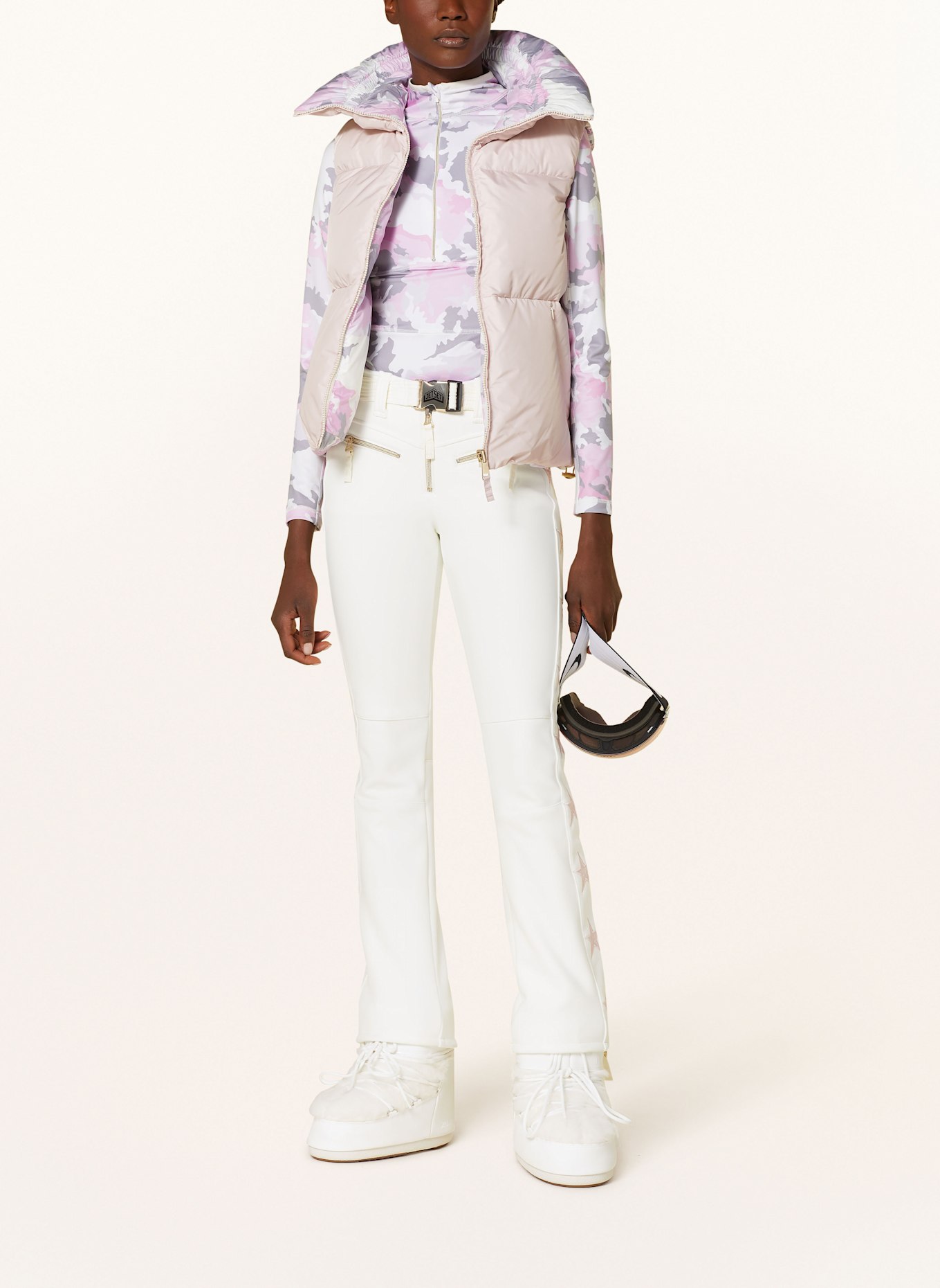 JET SET Softshell-Skihose TIBY: CREME/ ROSA