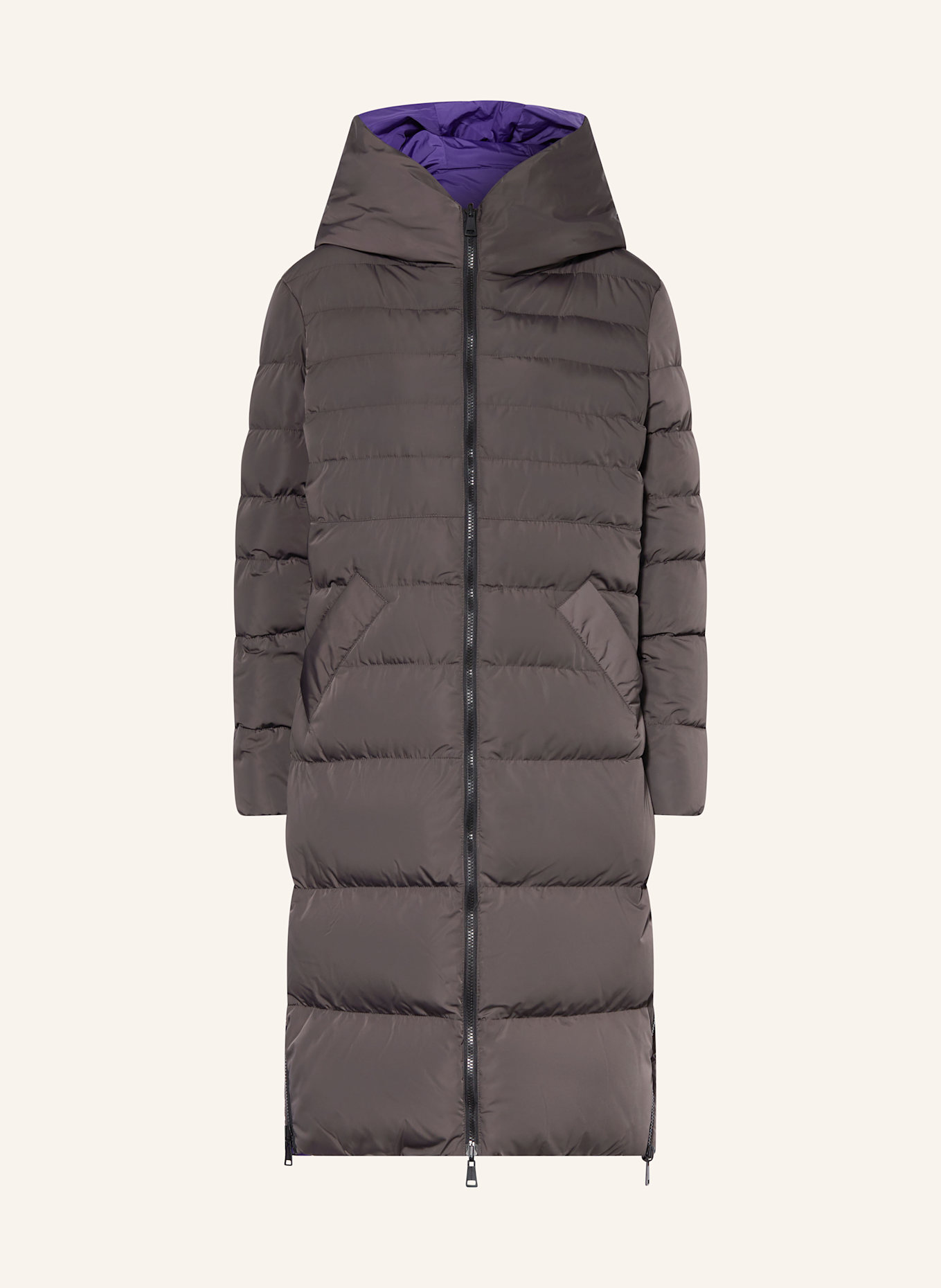 RINO & PELLE Steppmantel KEILA: DUNKELGRAU / LILA