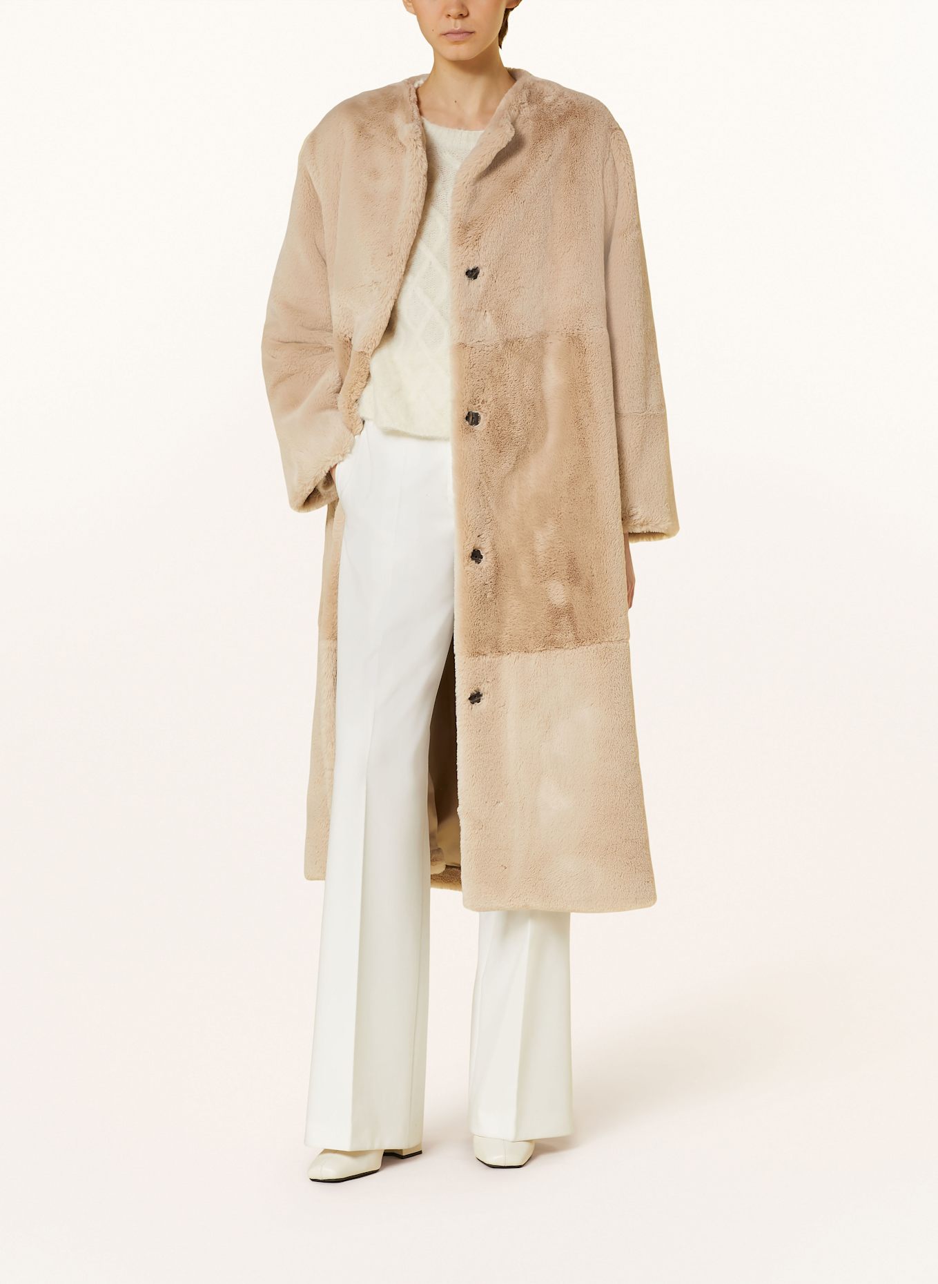ANTONELLI firenze GRAVIO faux fur coat: CREAM
