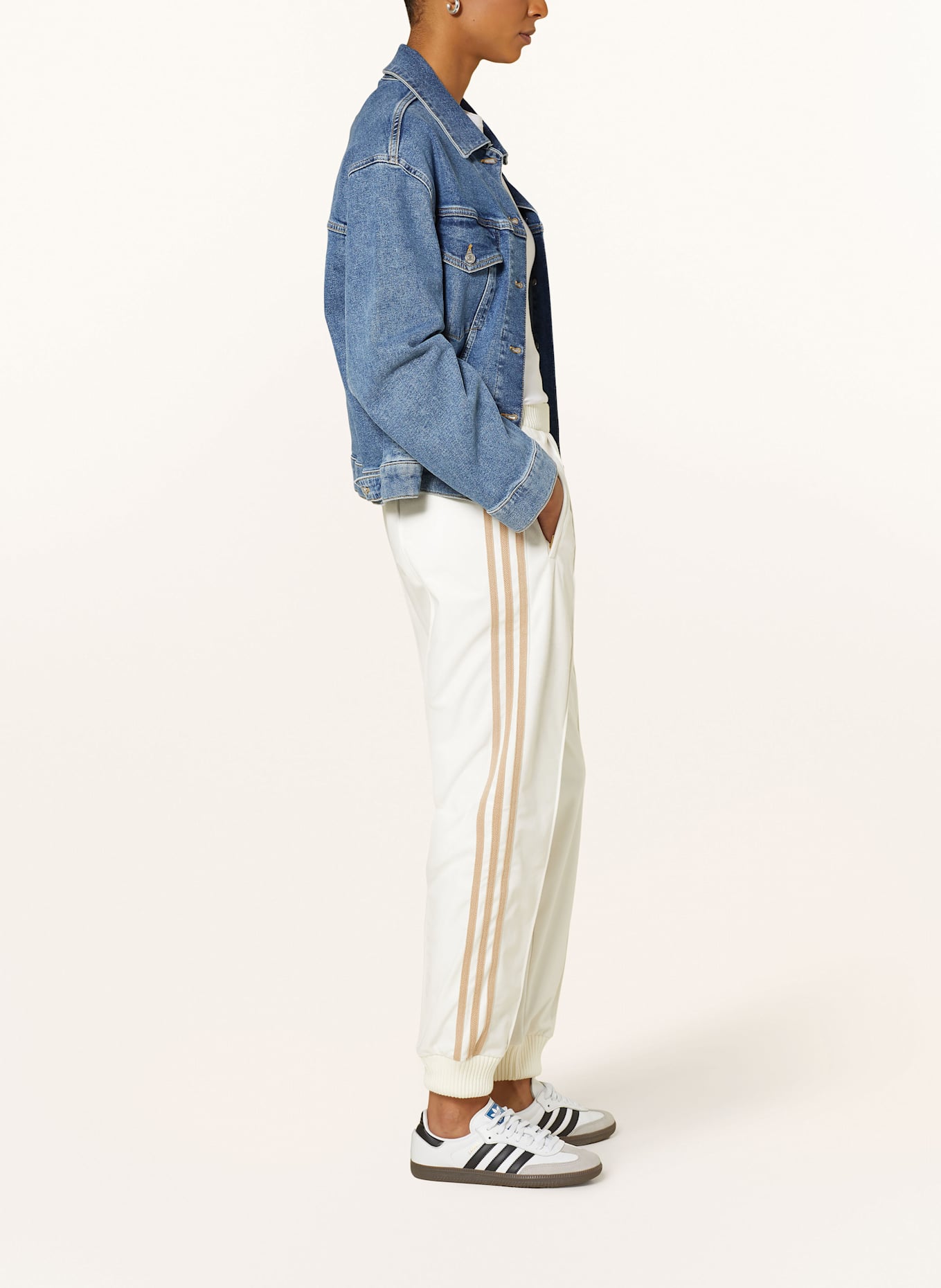 adidas Originals PREMIUM velvet track pants in ecru light brown