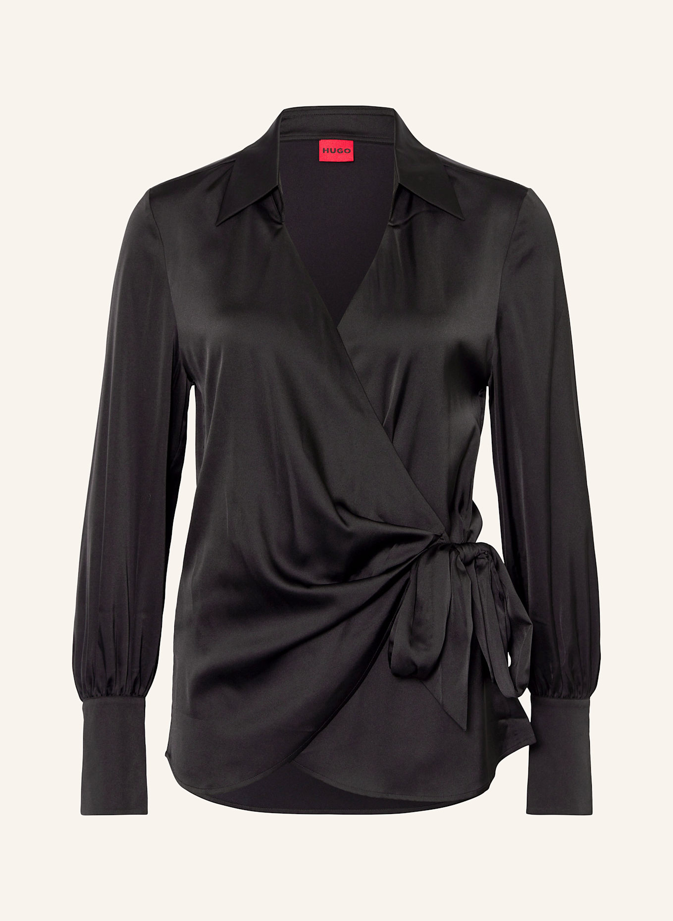 Black satin wrap top clearance
