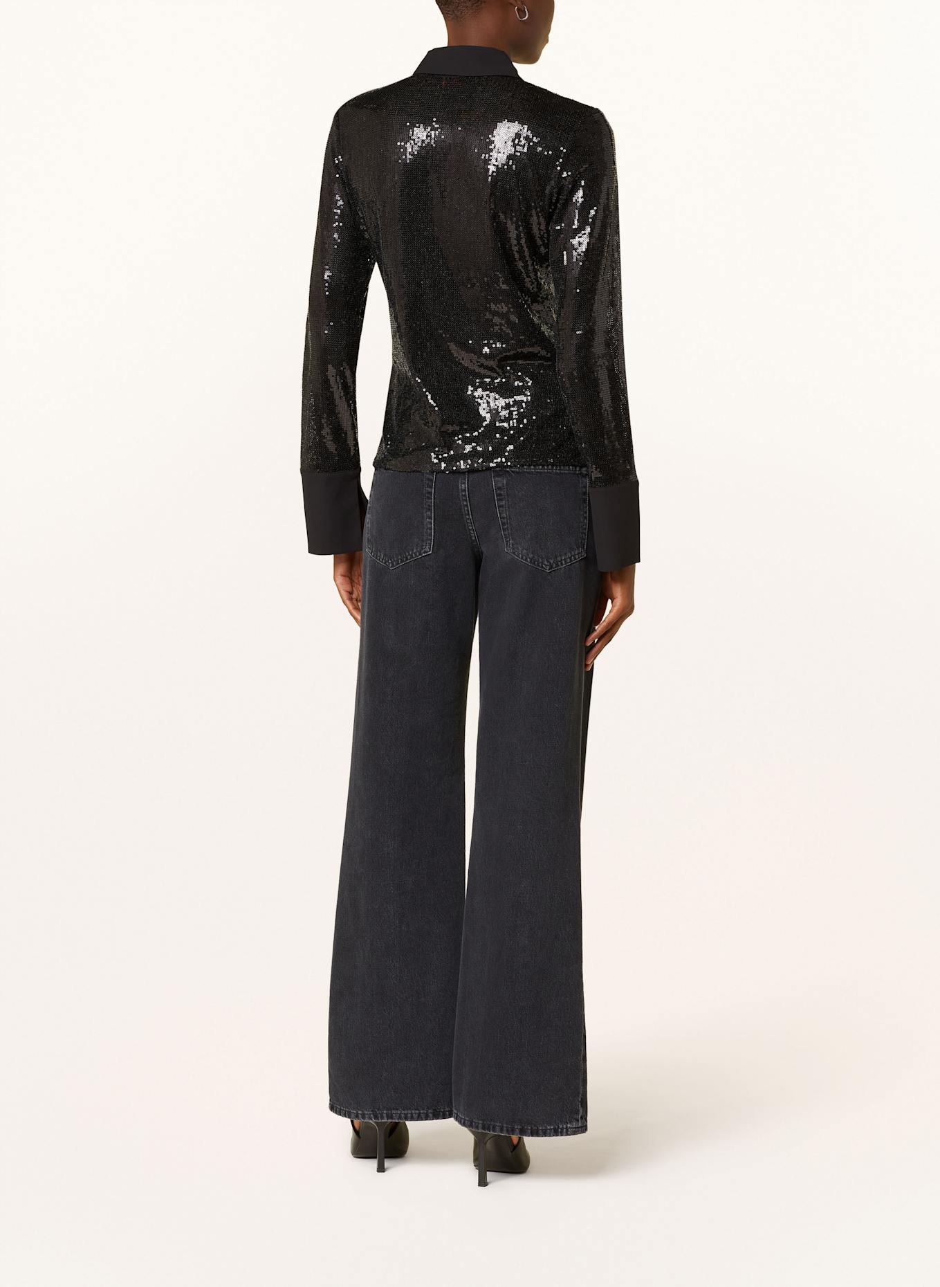 HUGO ELLANA shirt blouse with sequins: BLACK