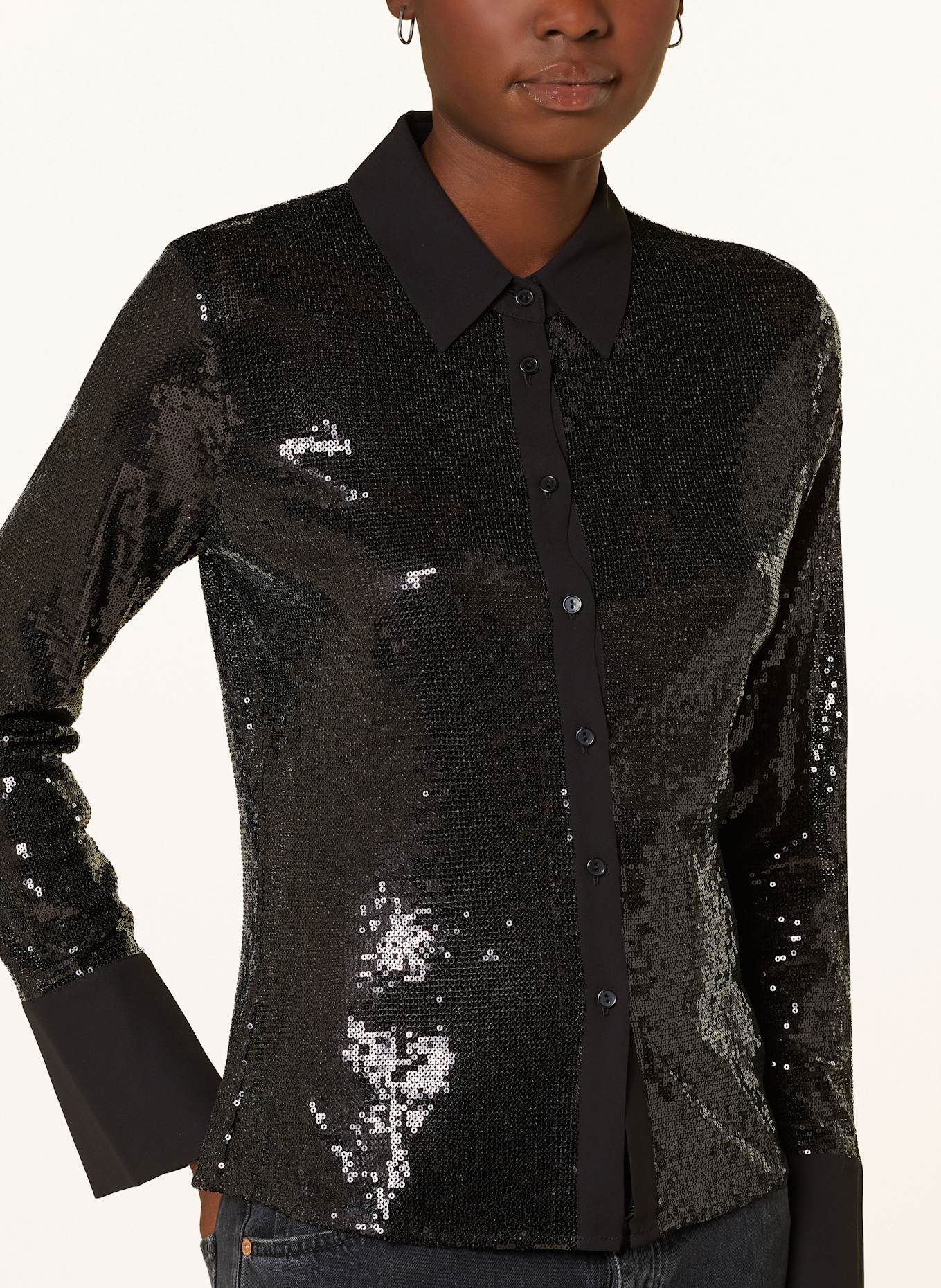 HUGO ELLANA shirt blouse with sequins: BLACK
