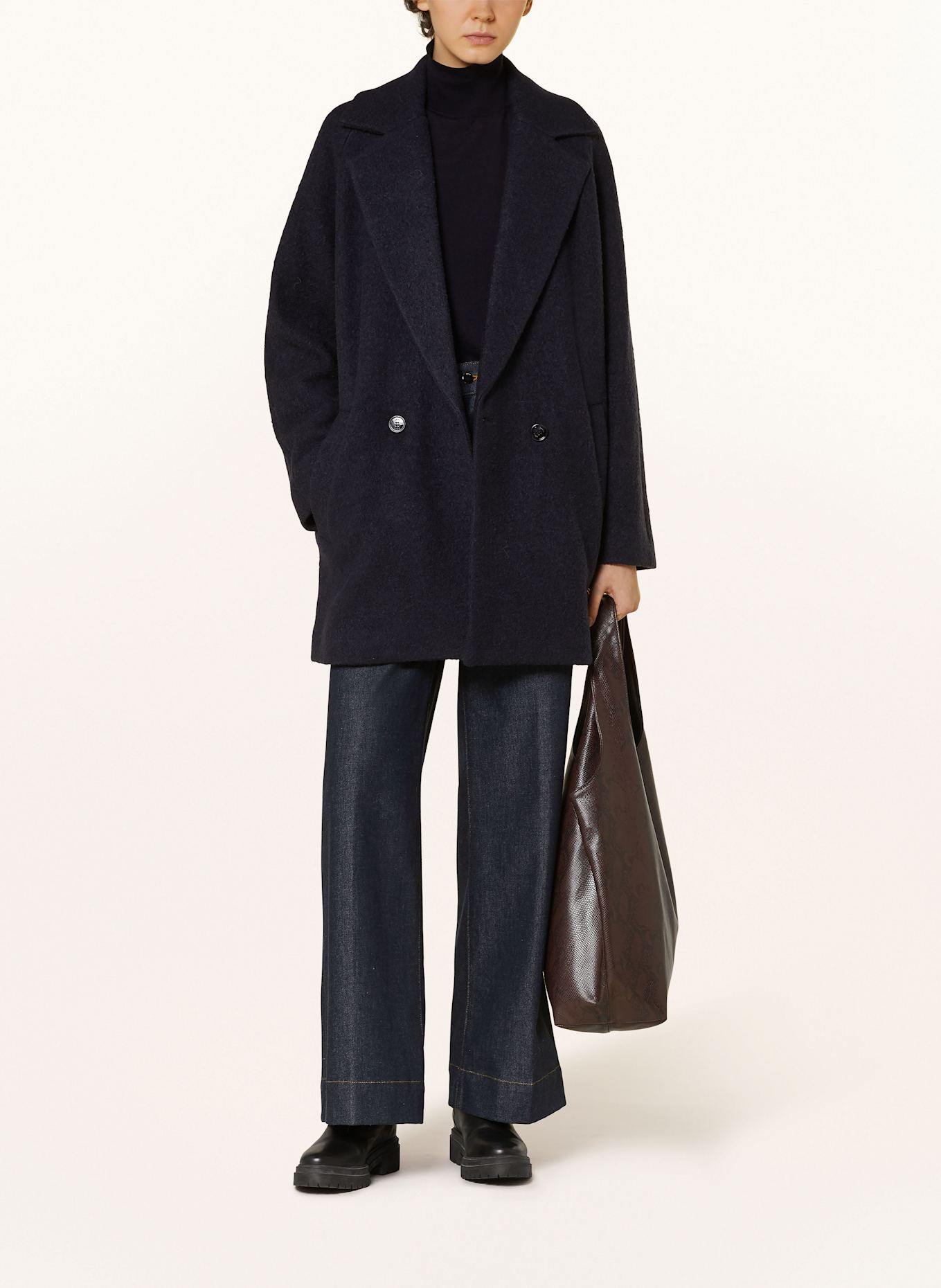 BOSS Wollmantel CALODINO: DUNKELBLAU