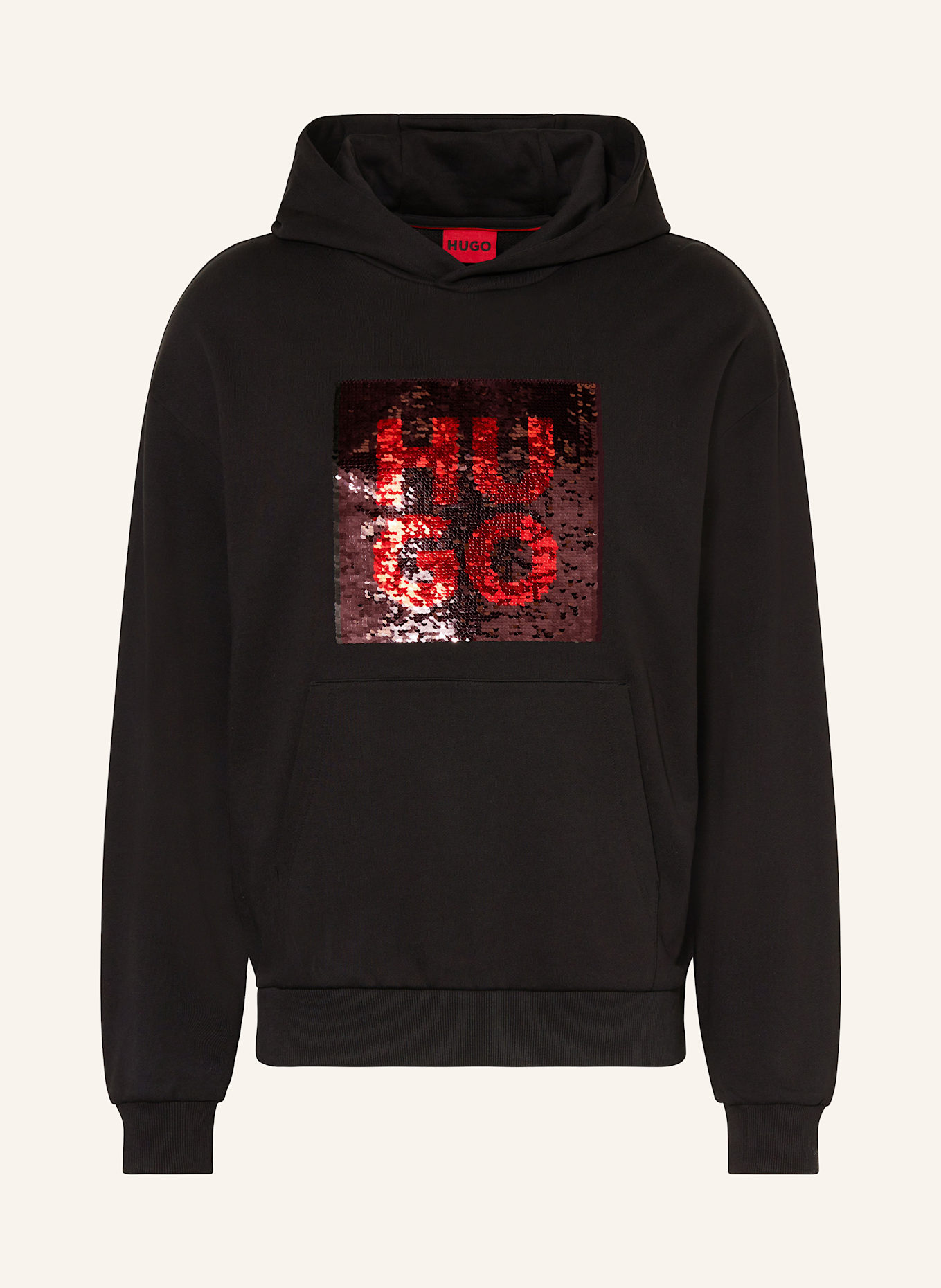 HUGO DESEQINO hoodie with sequins in black red