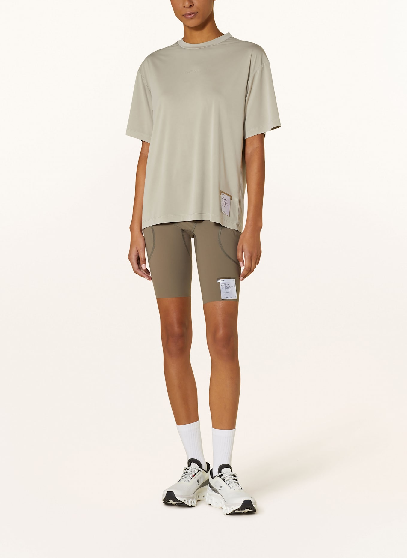 SATISFY Laufshorts JUSTICE CARGO HALF TIGHTS: TAUPE