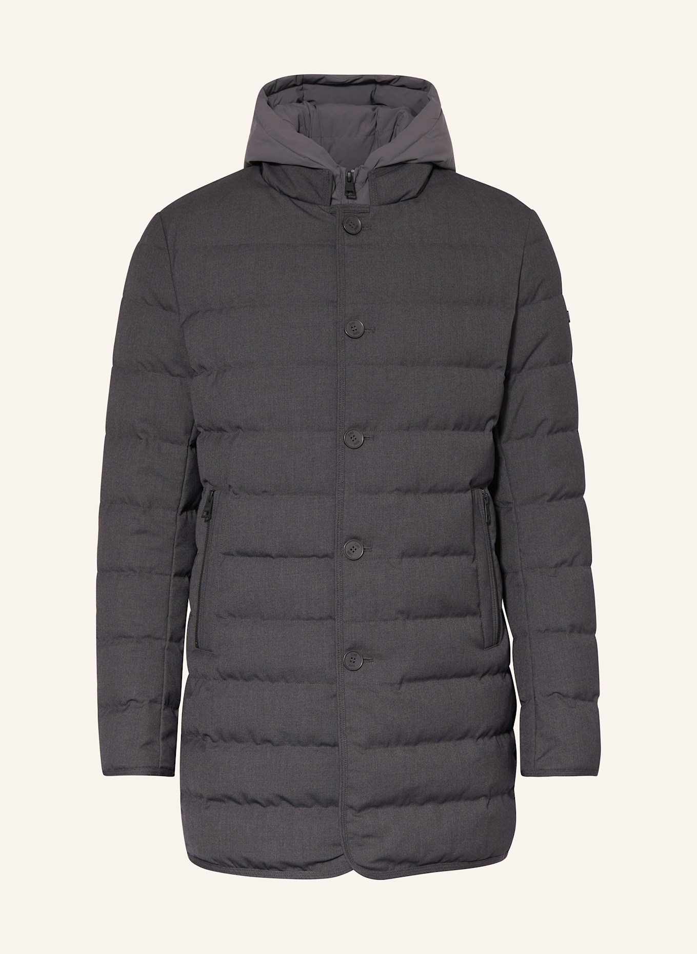 DUNO Lightweight-Daunenmantel PARMA mit herausnehmbarer Blende: DUNKELGRAU