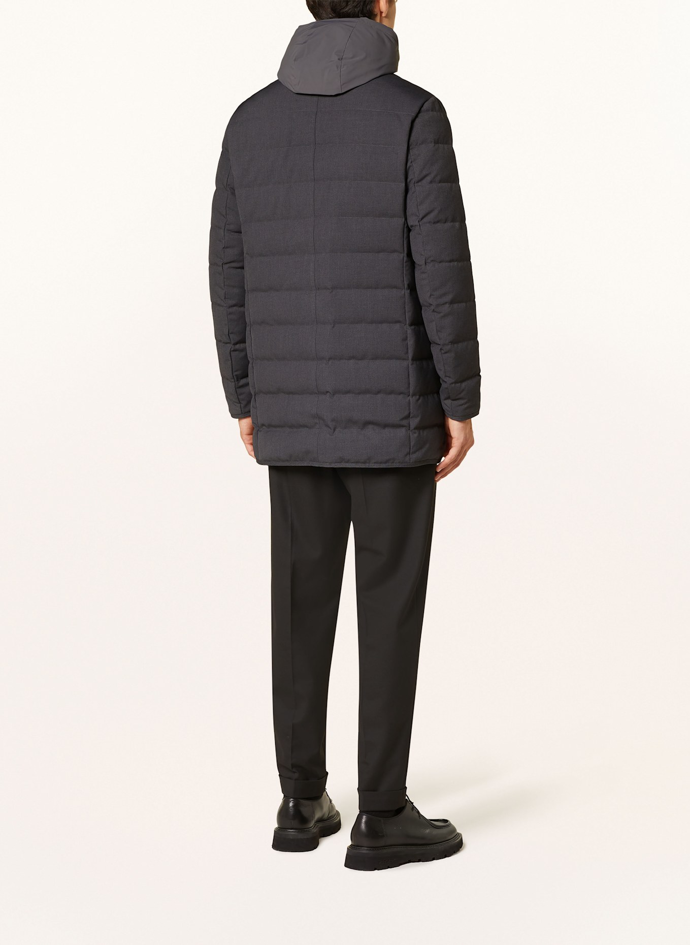 DUNO Lightweight-Daunenmantel PARMA mit herausnehmbarer Blende: DUNKELGRAU