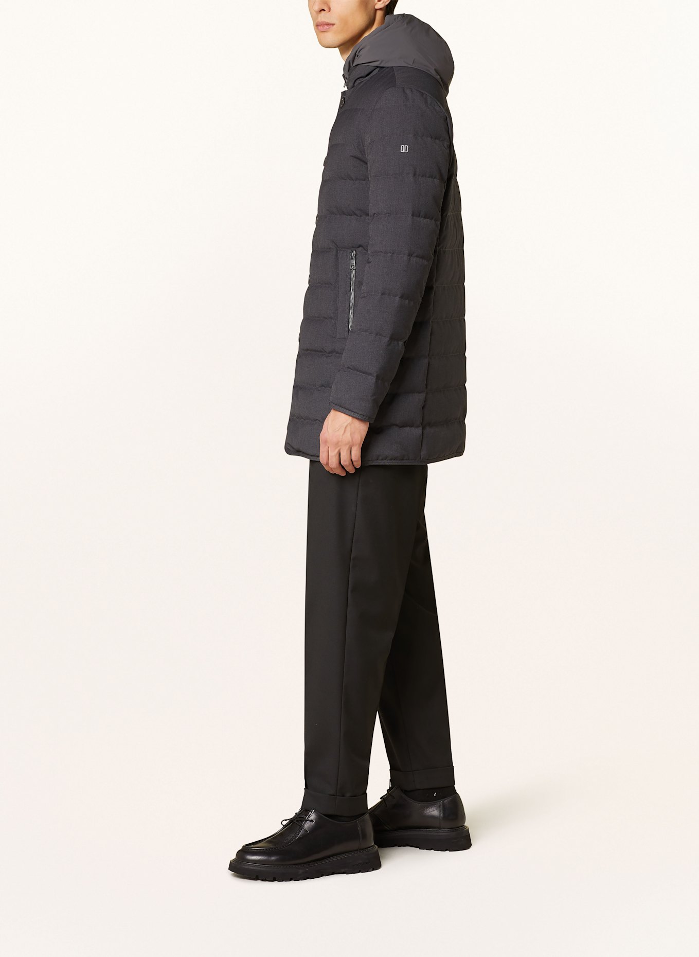 DUNO Lightweight-Daunenmantel PARMA mit herausnehmbarer Blende: DUNKELGRAU