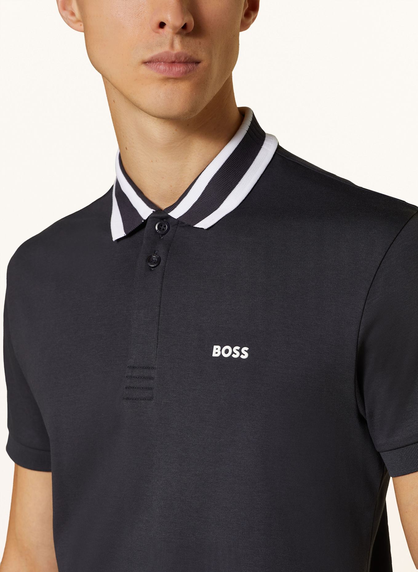 BOSS Koszulka polo z dżerseju PAULE slim fit: GRANATOWY
