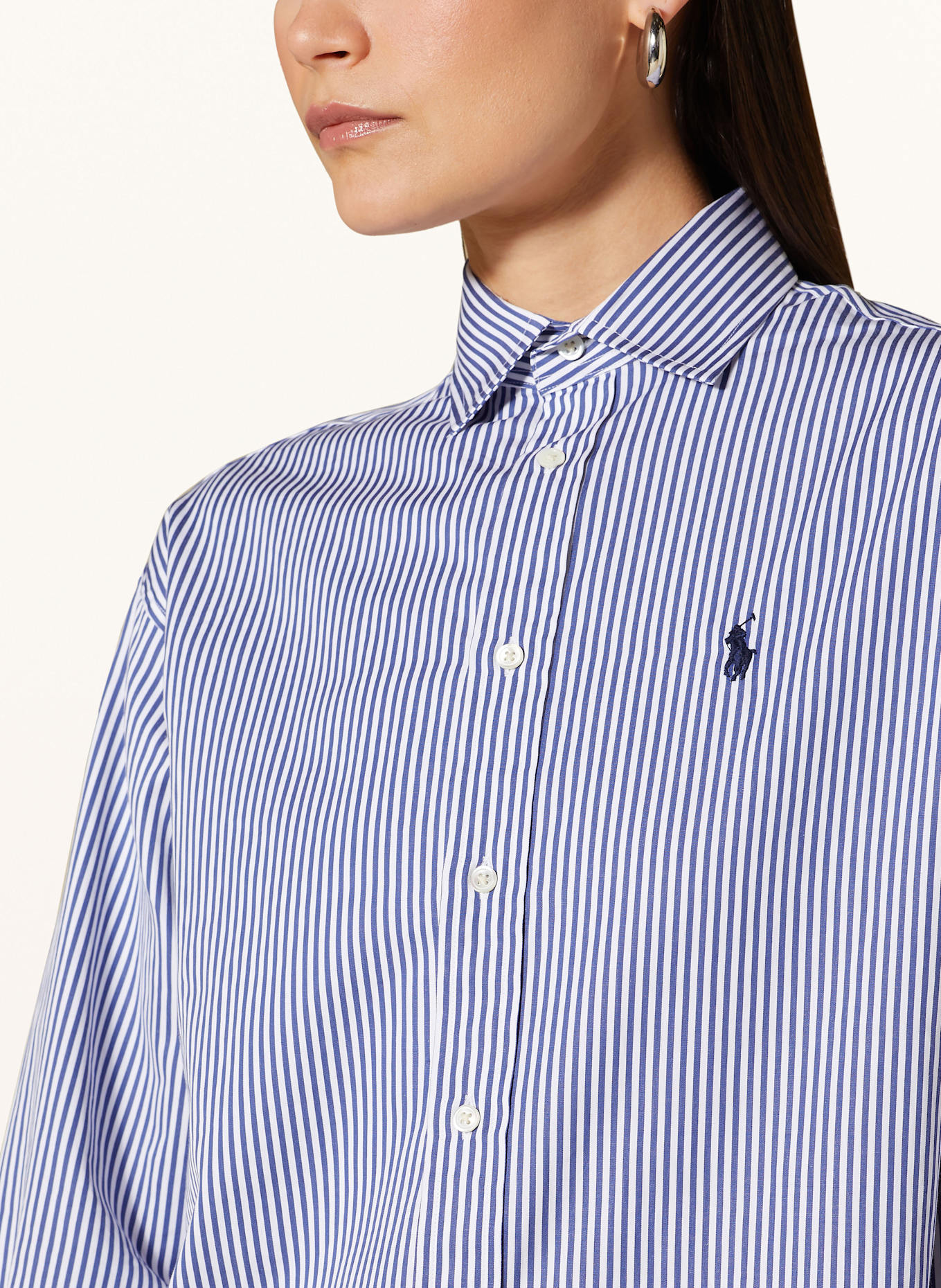 POLO RALPH LAUREN Košilová halenka: BÍLÁ / TMAVĚ MODRÁ