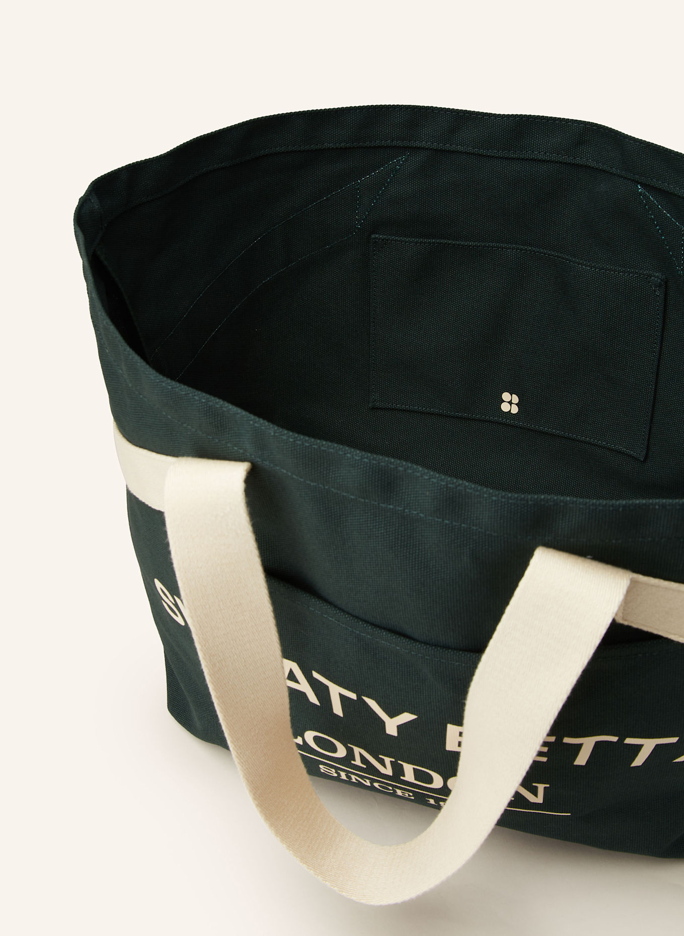 Sweaty Betty Beach bag in dark green ecru