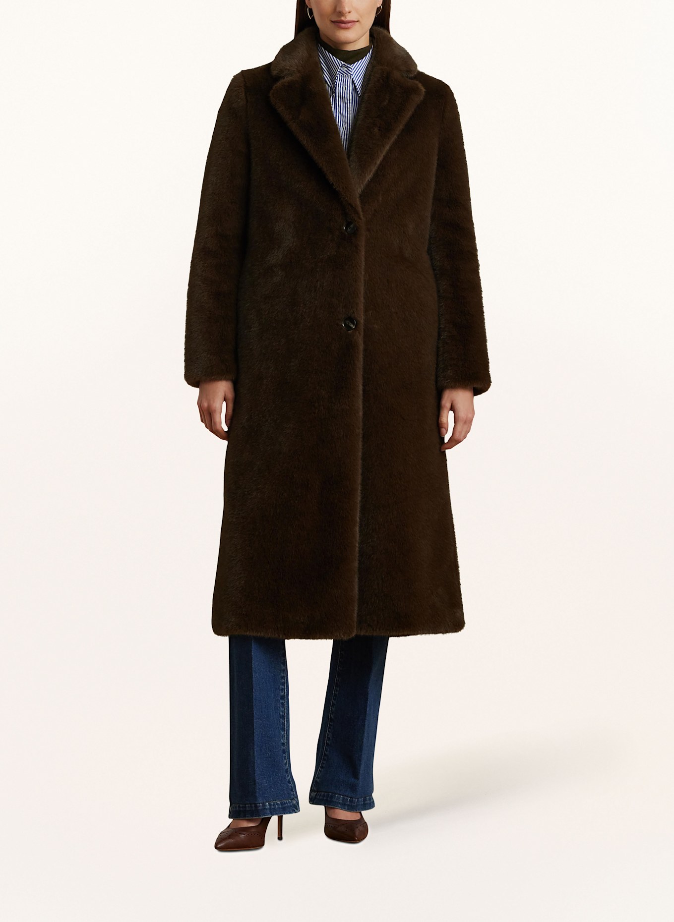 LAUREN RALPH LAUREN Faux fur coat: BROWN