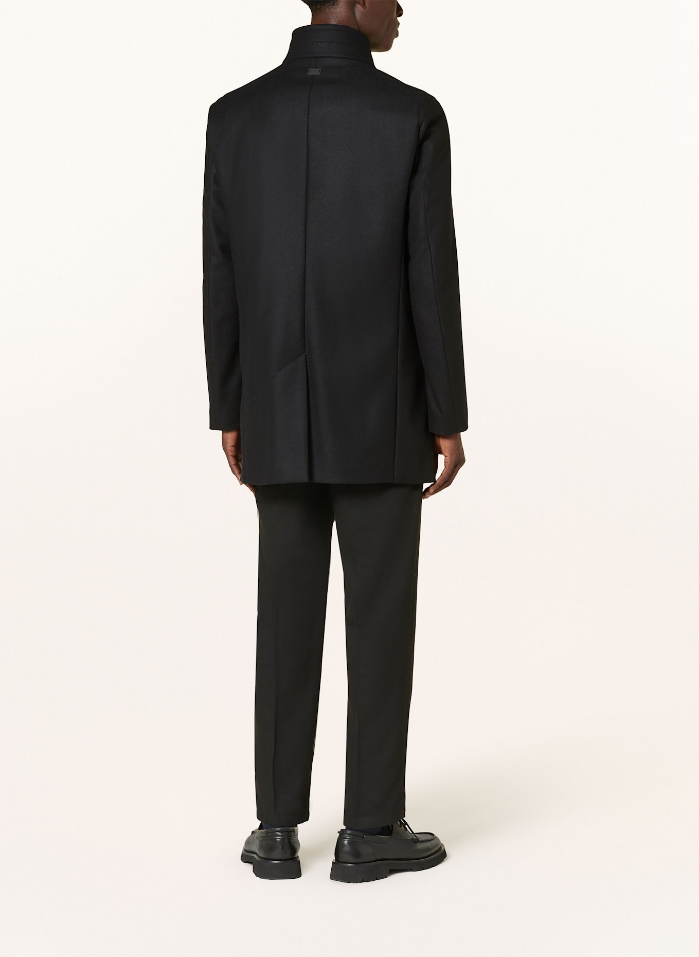 STRELLSON FINLAY 2.0 wool coat with removable facing: BLACK