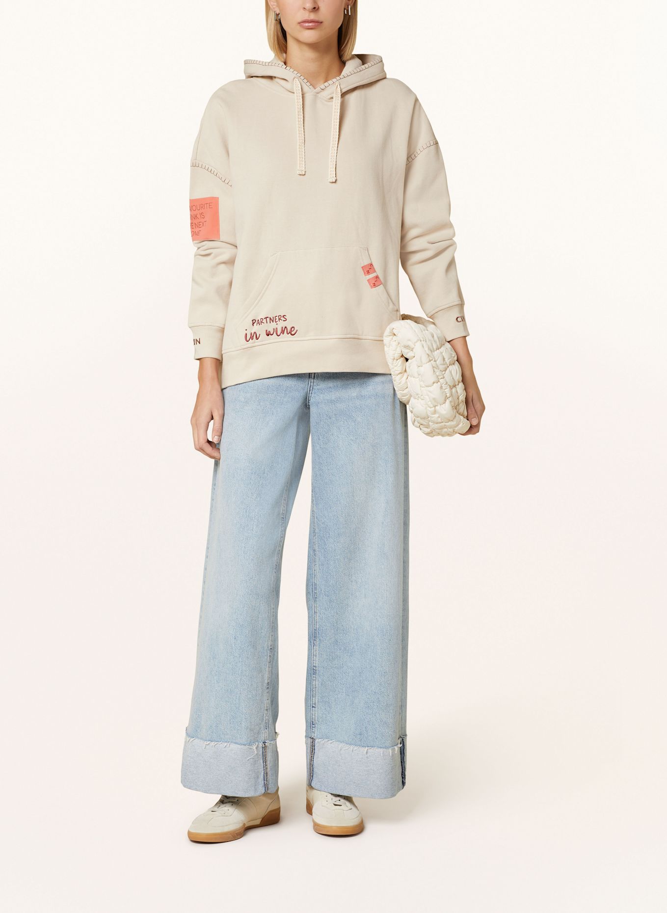 Smith & Soul CRAZY hoodie with sequins, Color: CREAM (Image 2)