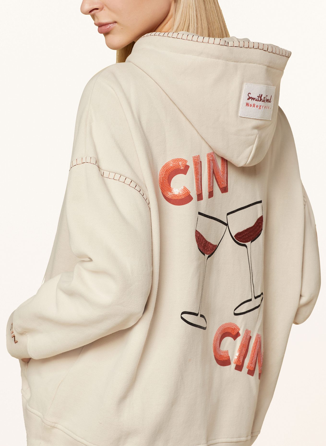 Smith & Soul CRAZY hoodie with sequins, Color: CREAM (Image 5)