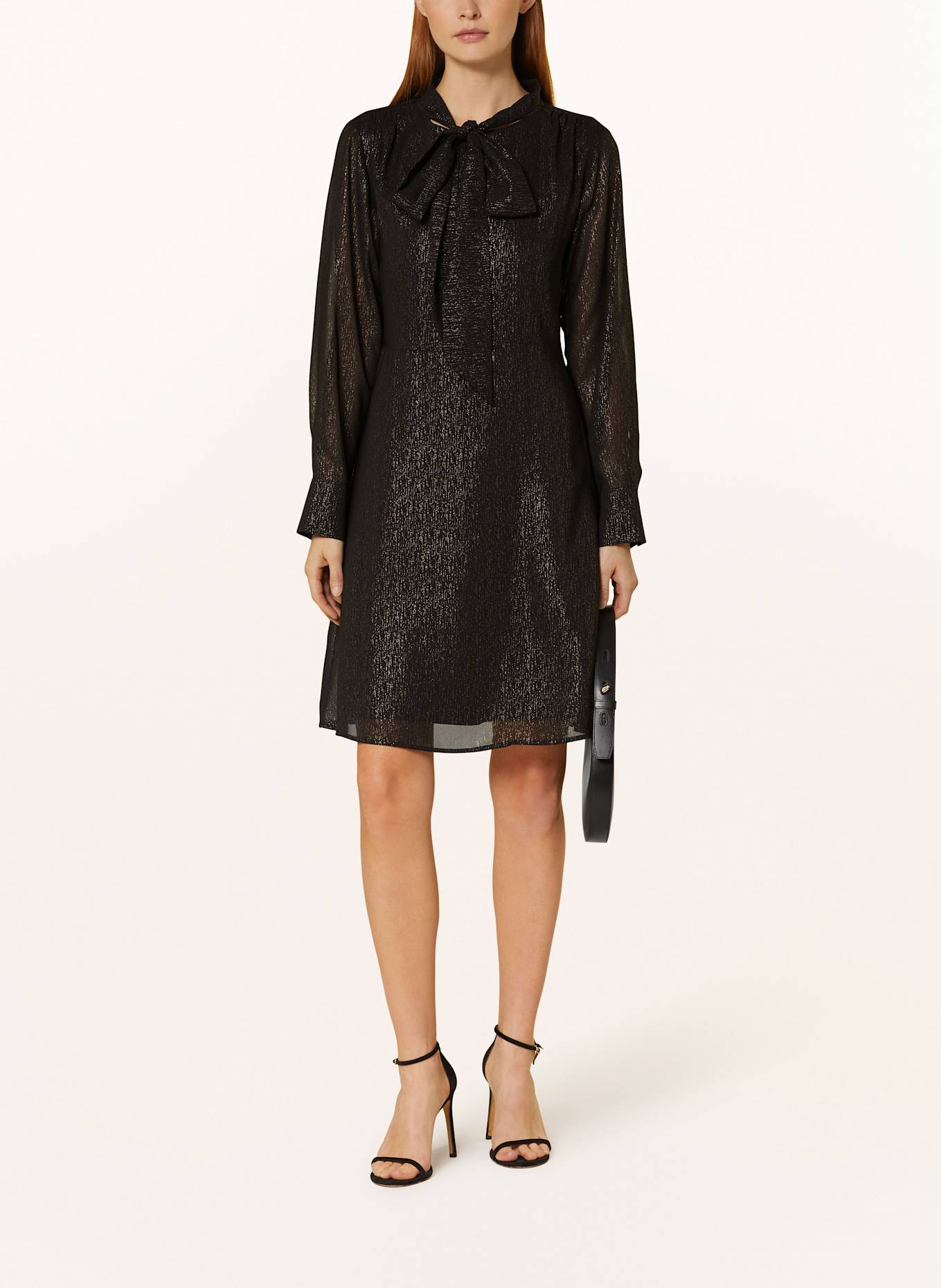 CARTOON Sukienka z kokardą: CZARNY / ZŁOTY