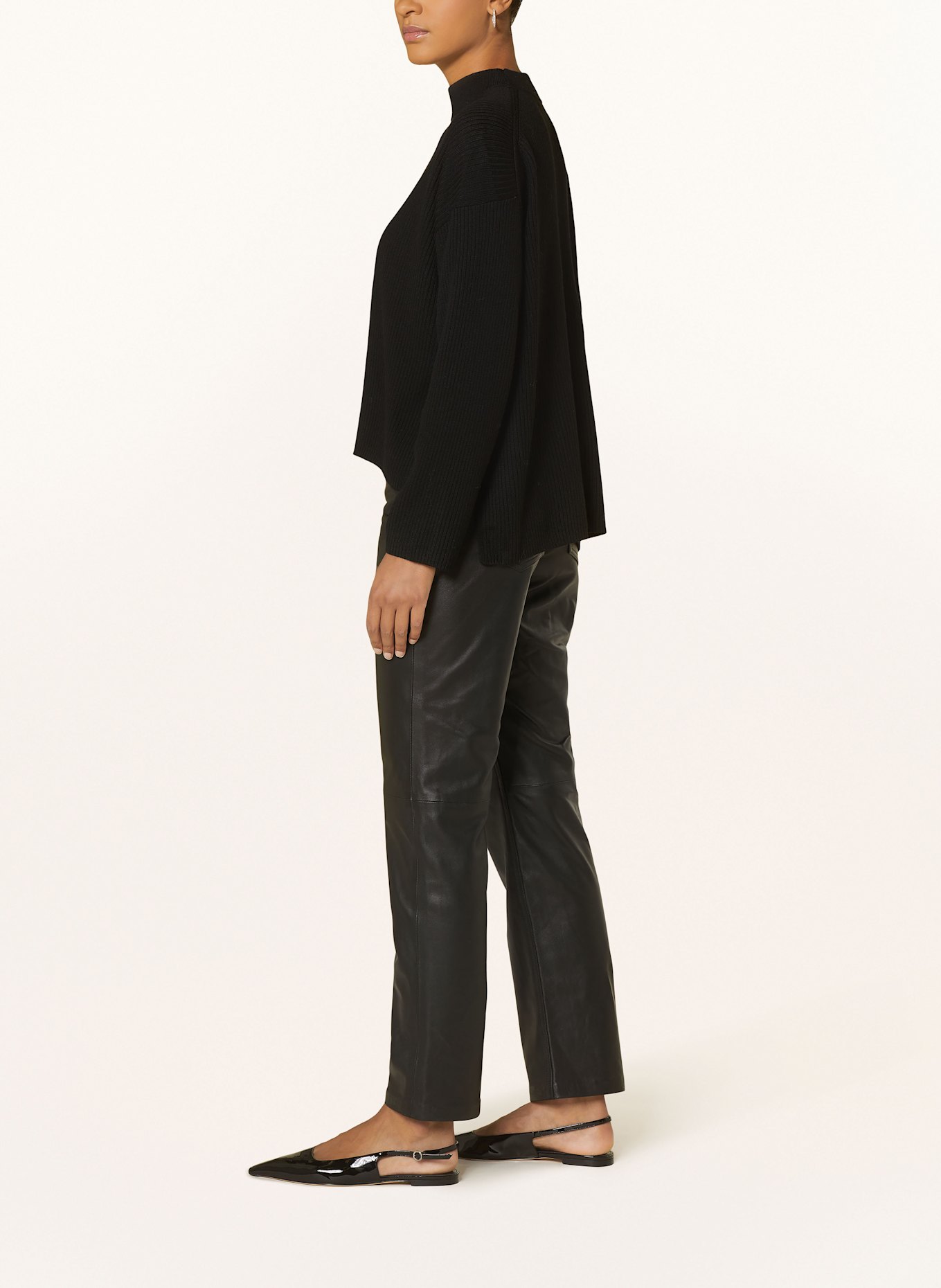 IVY OAK Pantalon en cuir LINDSEY: NOIR