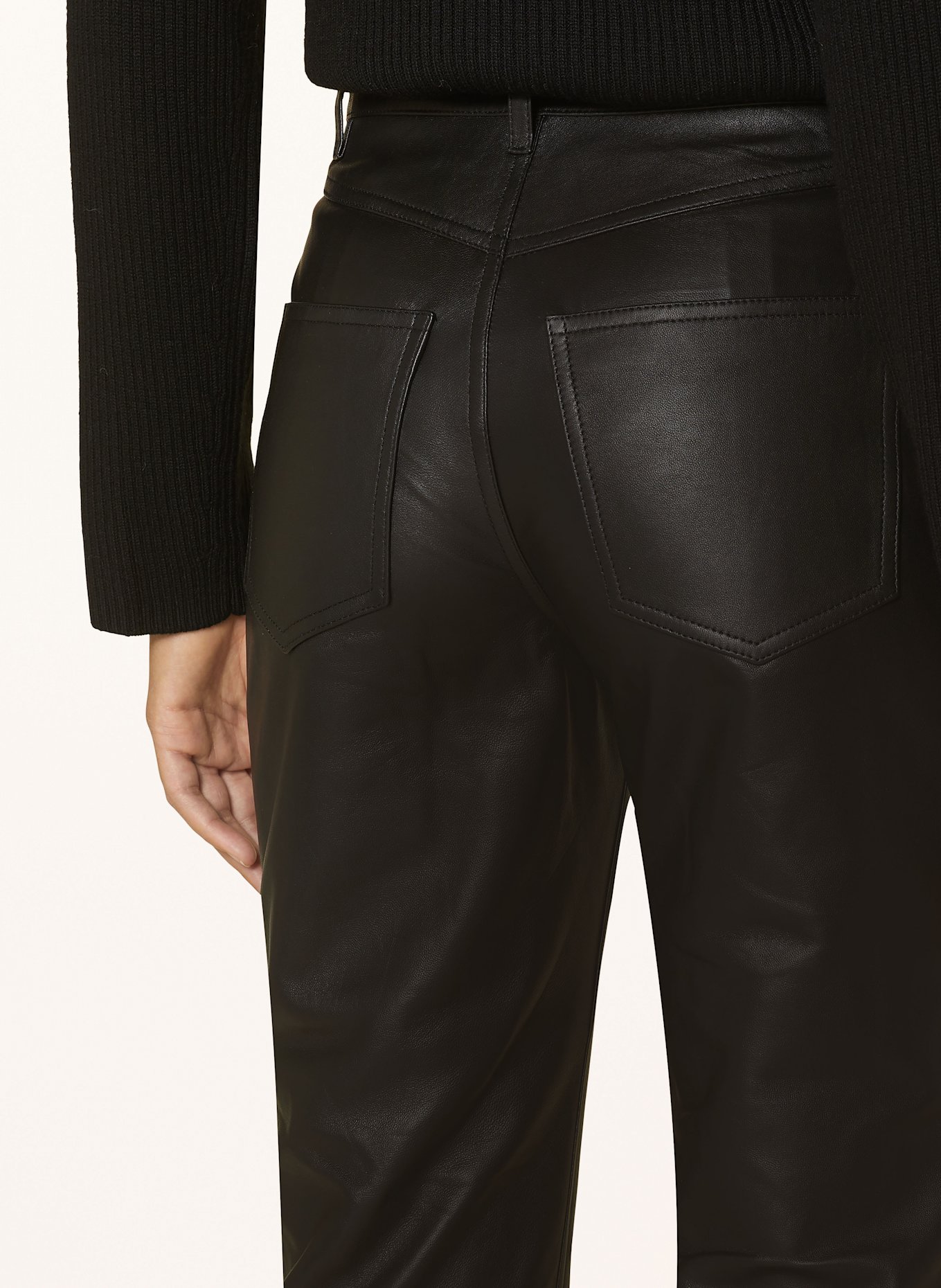 IVY OAK Pantalon en cuir LINDSEY: NOIR