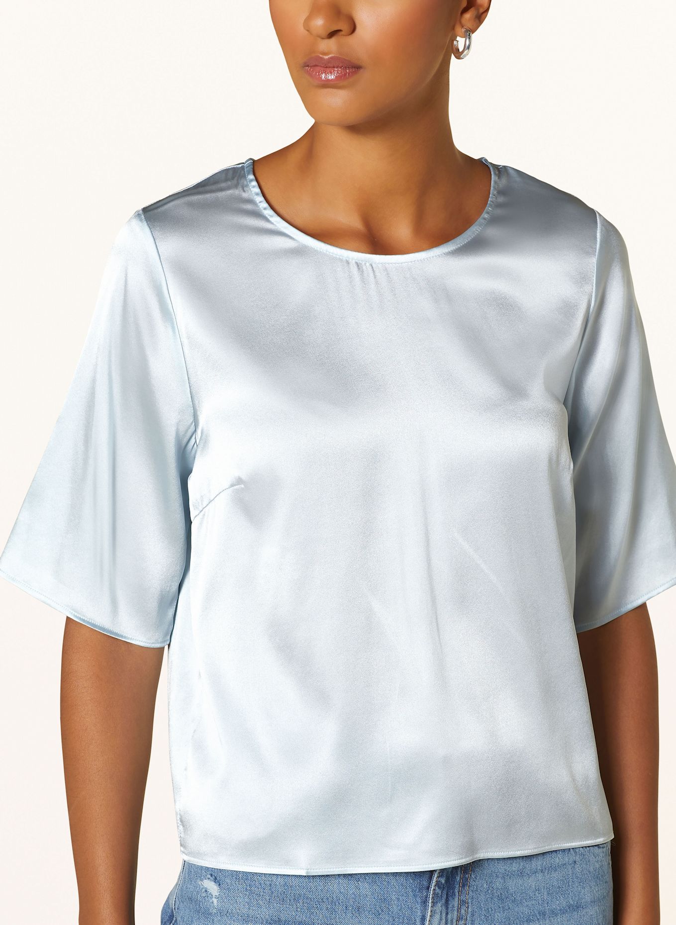 Princess GOES HOLLYWOOD Cropped-Blusenshirt aus Seide: HELLBLAU