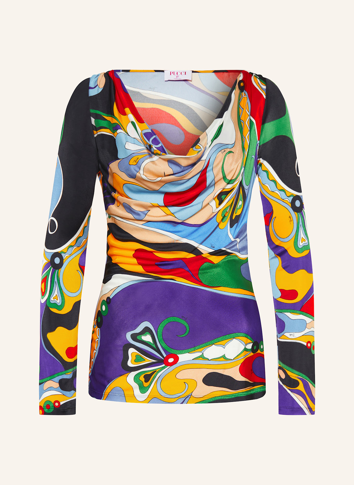 PUCCI Bluzka z satyny: LILA / CZERWONY / JASNONIEBIESKI