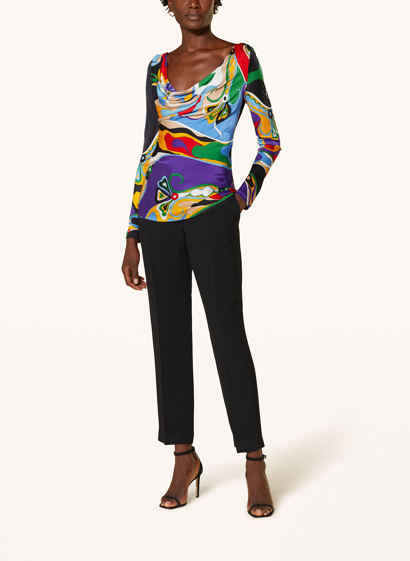 PUCCI Bluzka z satyny: LILA / CZERWONY / JASNONIEBIESKI