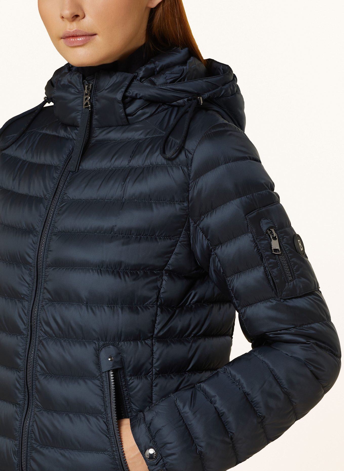 BOGNER FARAH down jacket with detachable hood: DARK BLUE