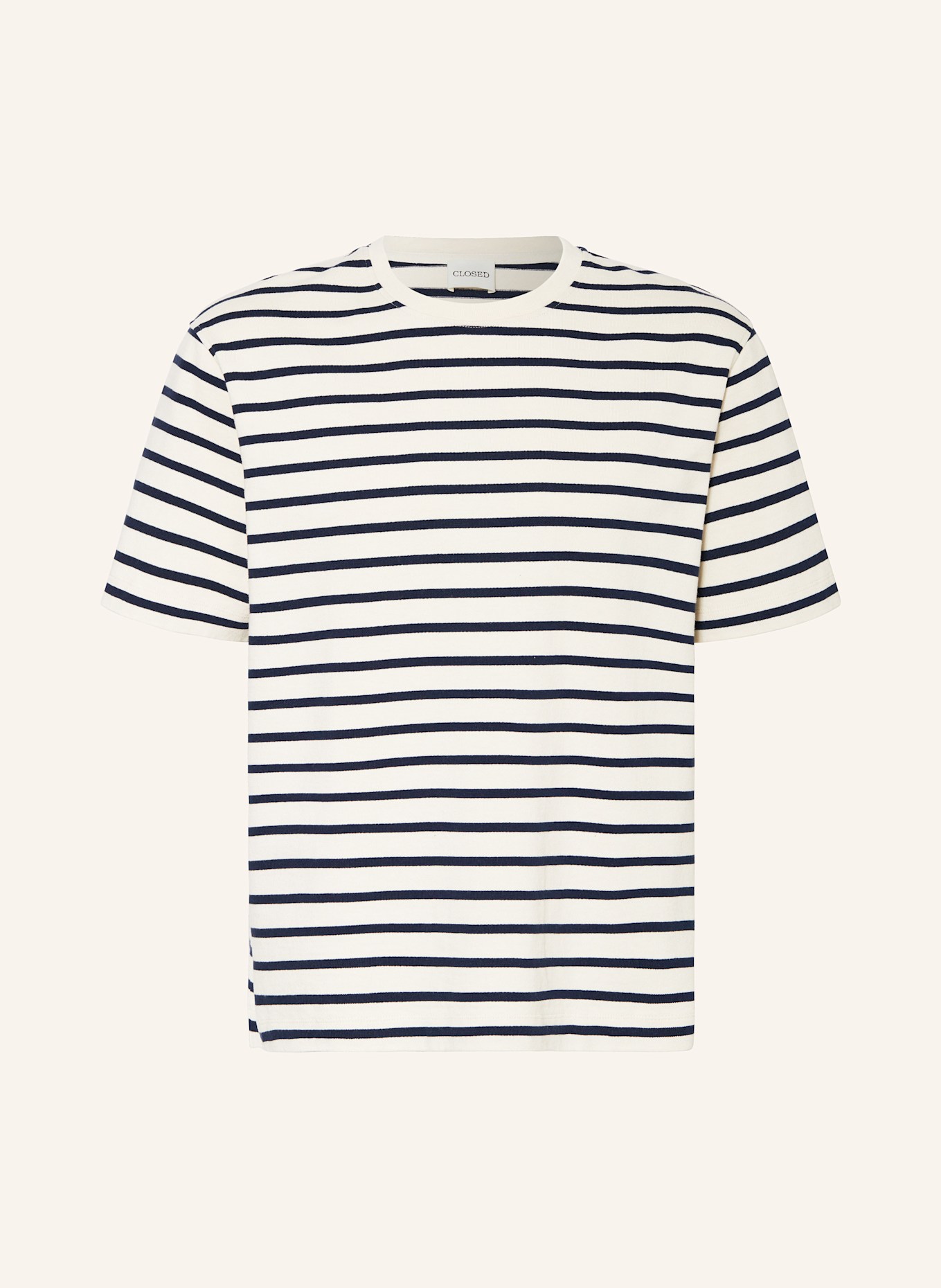 CLOSED T-Shirt: CREME/ DUNKELBLAU