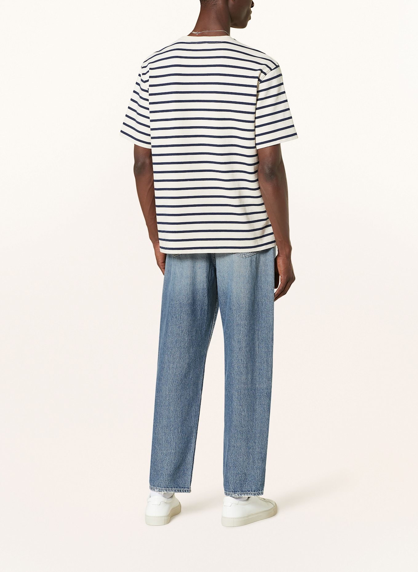 CLOSED T-Shirt: CREME/ DUNKELBLAU